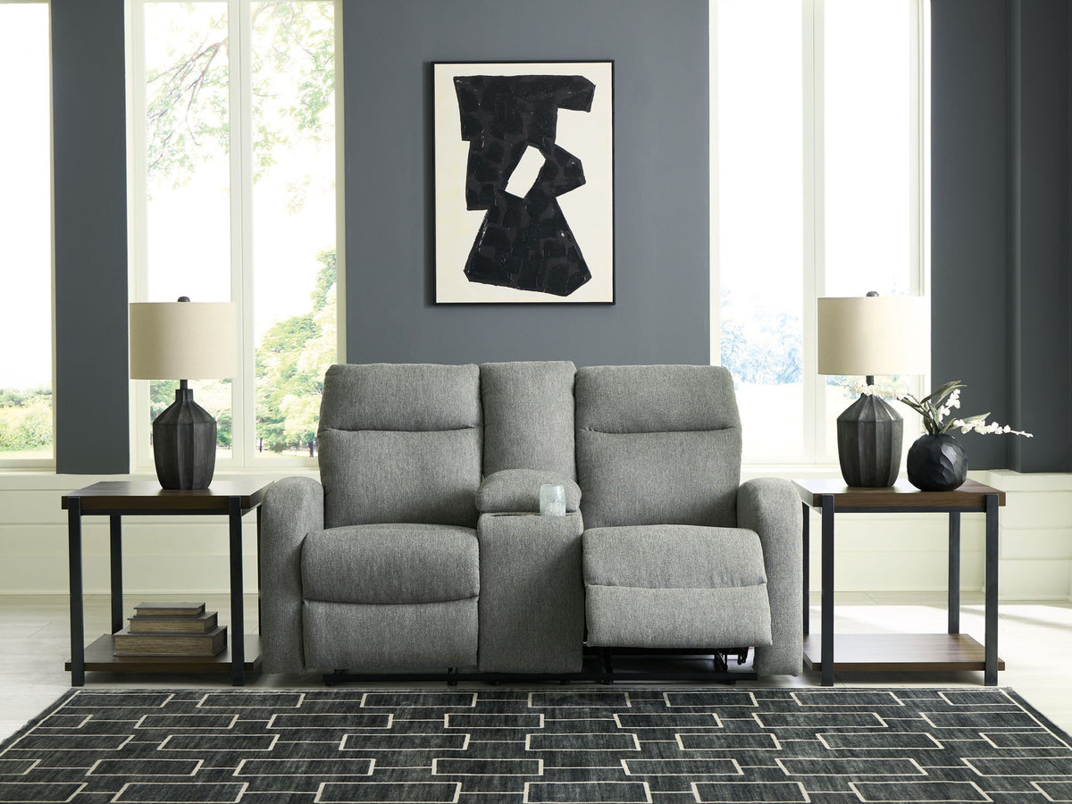 Gauntlet - Double Recline Loveseat With Console - Sterling