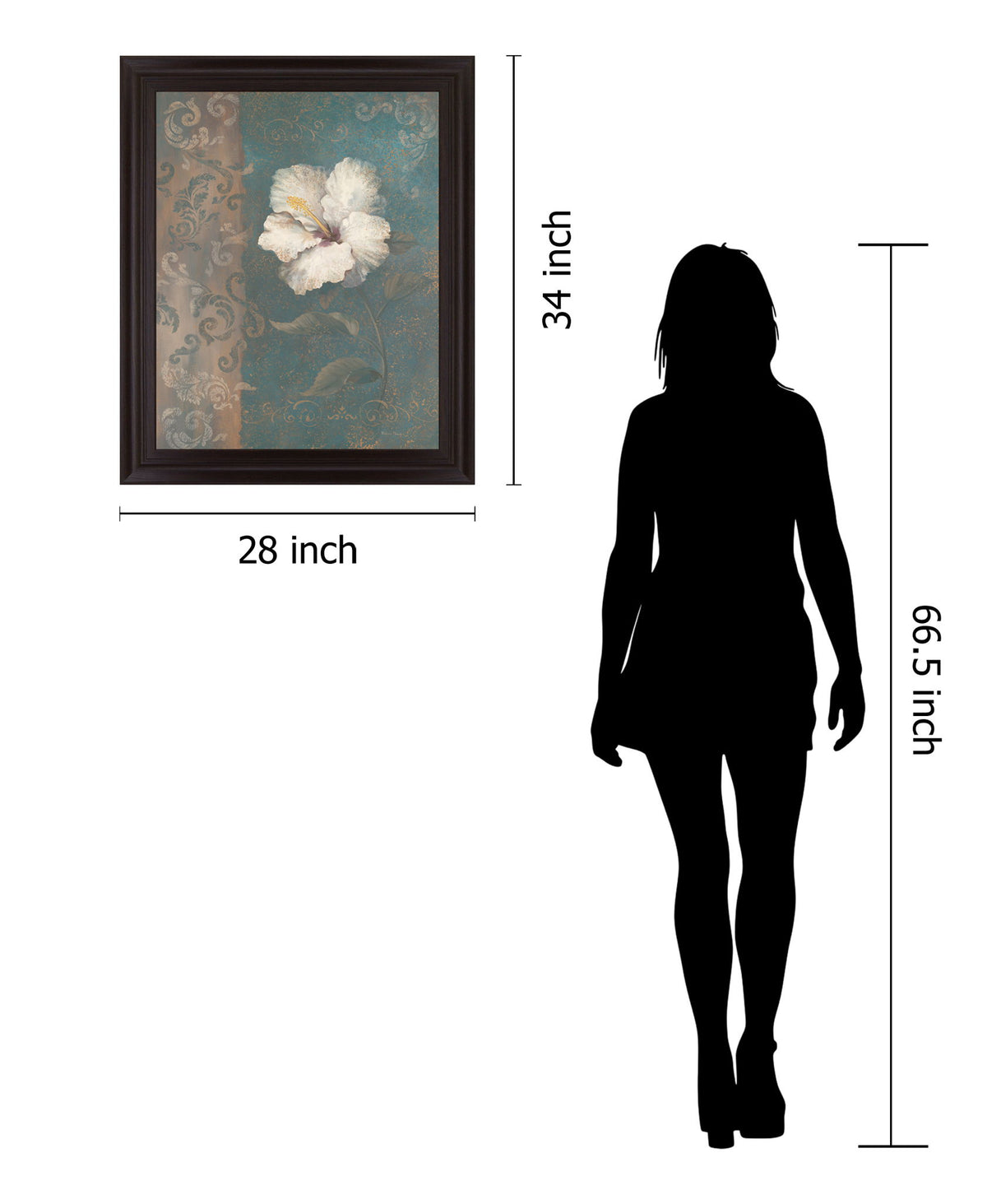 Gilded Petals - 28" x 34" Framed Wall Art - Blue