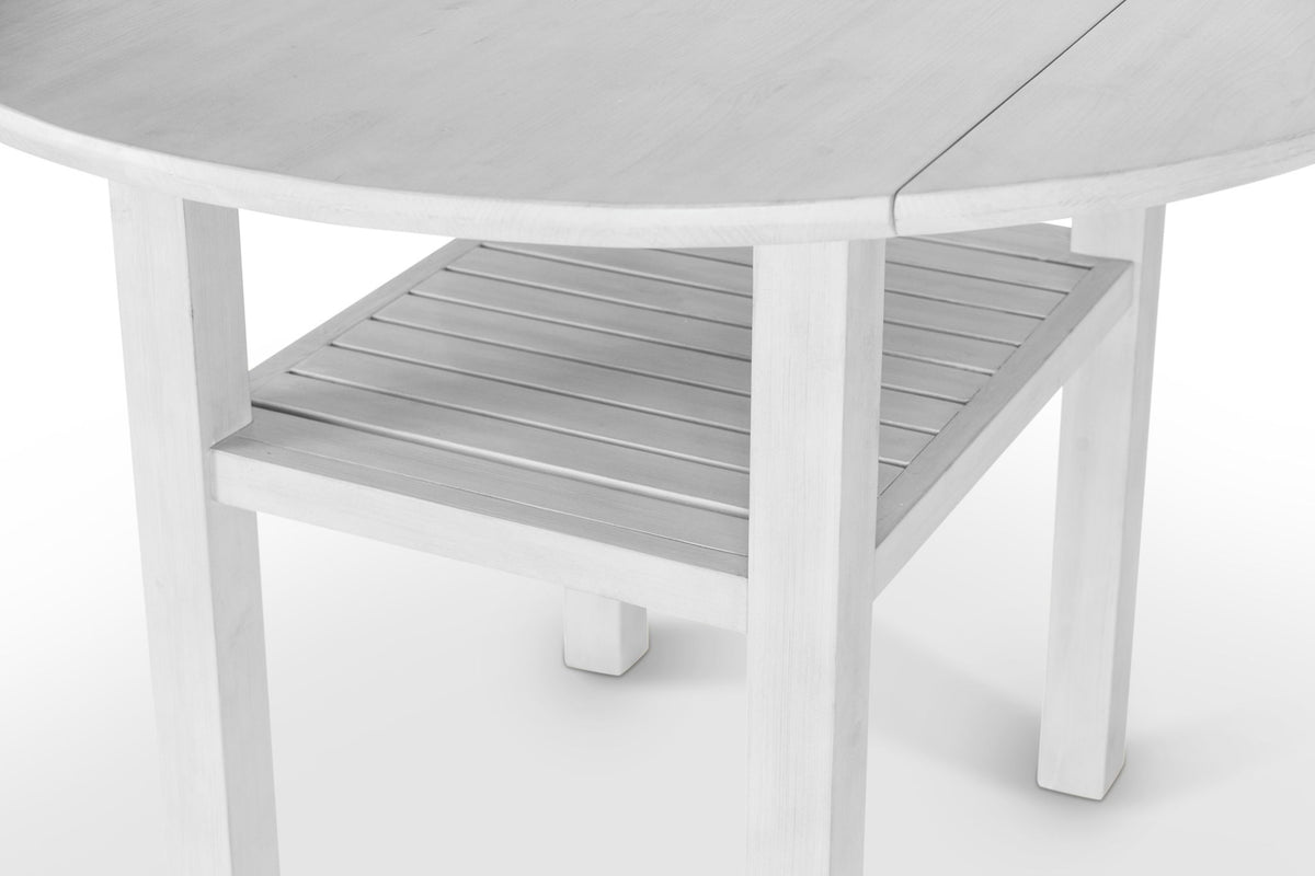 Geneva - Drop Leaf Dining Table With Shelf - Distressed White