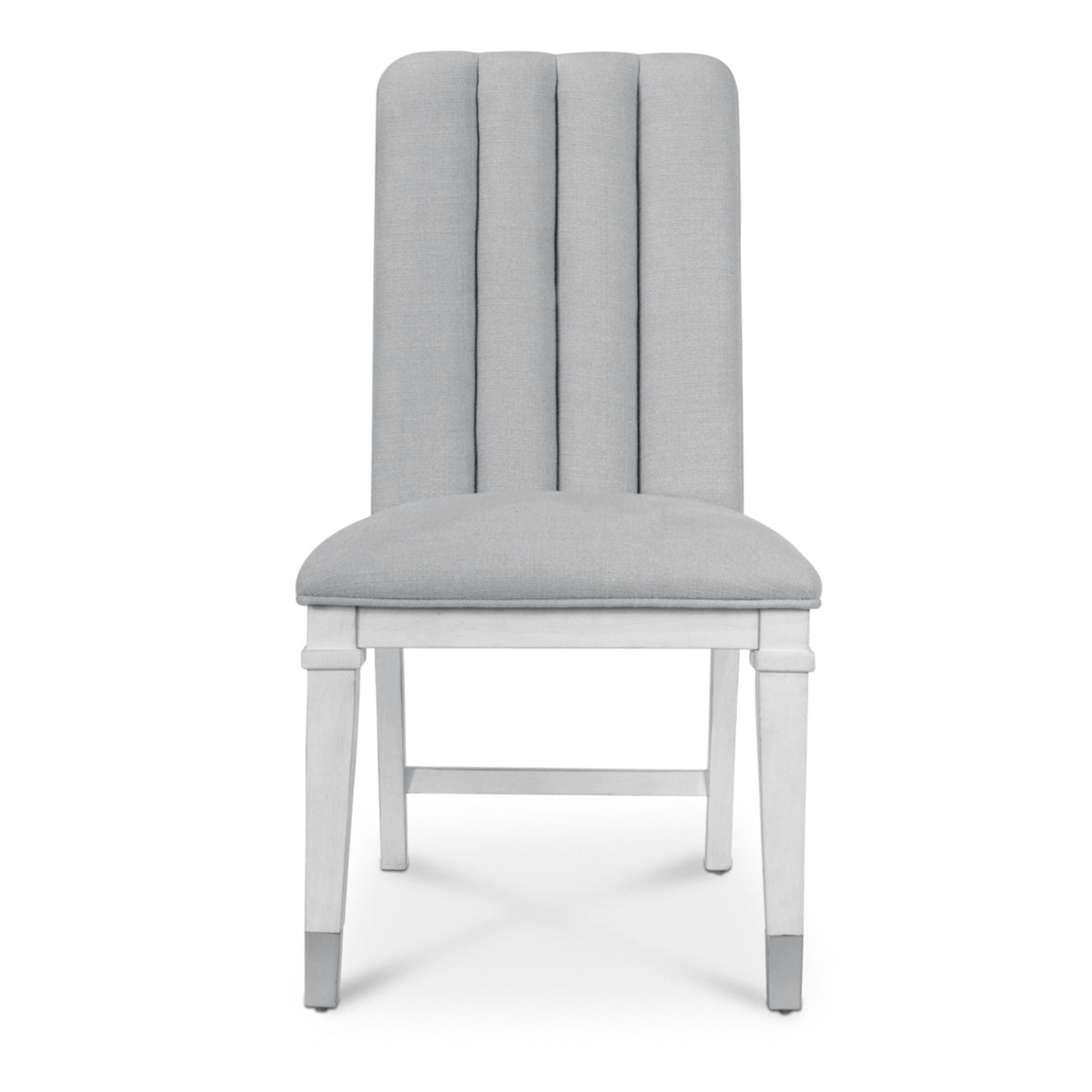 Point Breeze - Upholstered Side Chair With Metal Back Detail (Set of 2) - Fresh White / Gray