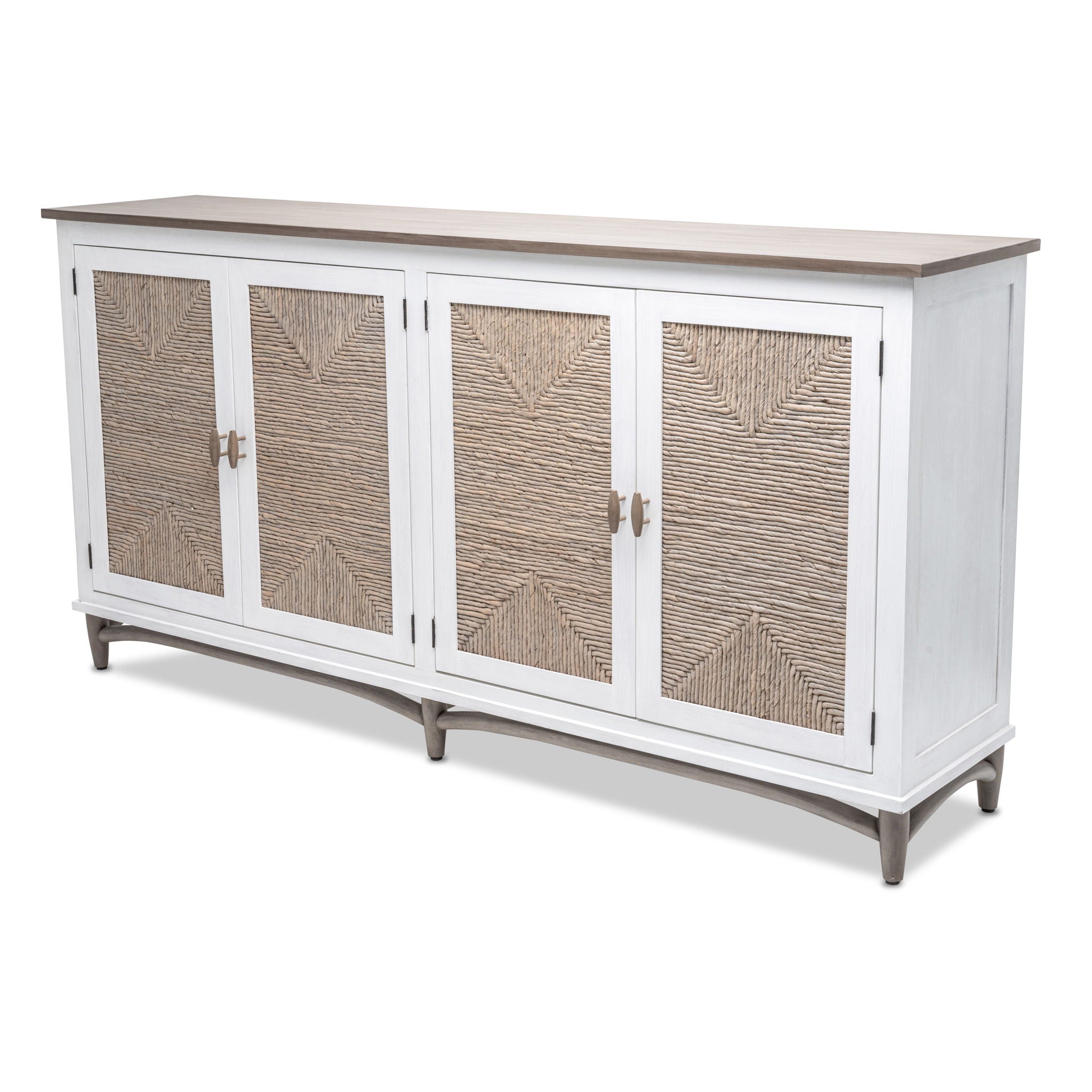 Port Royale - 4-Door Credenza - Natural / Brown / White