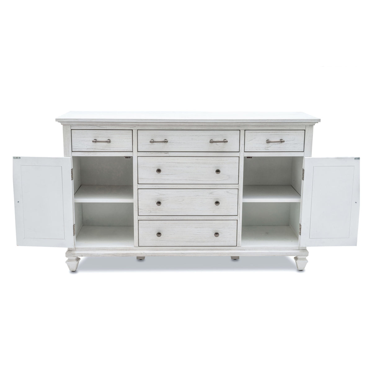 Surfside - 6 Drawer / 2 Door Dresser - Weathered White
