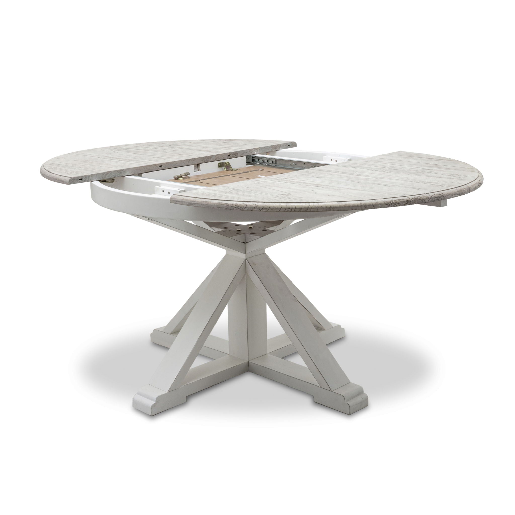 Islamorada - Round Dining Table With 18" Butterfly Leaf Extension - Dapple Gray / Blanc