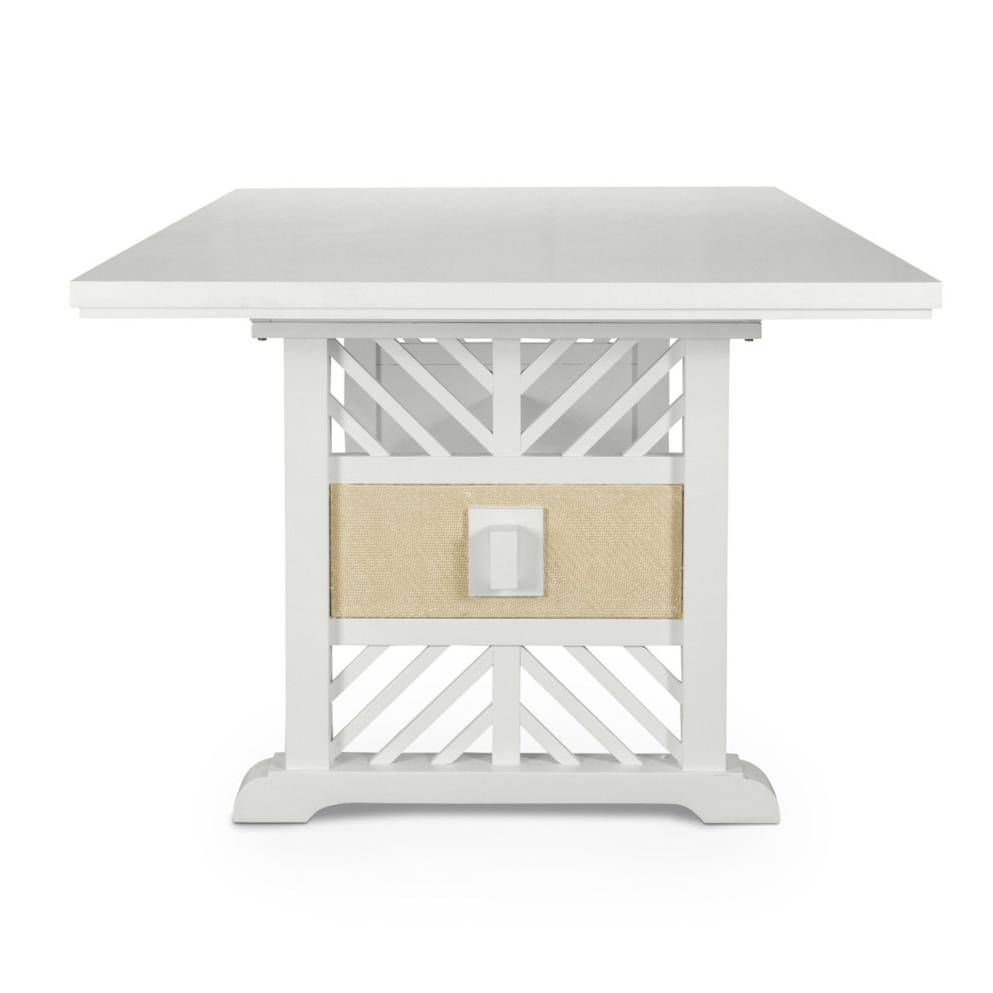 Miramar - Extendable Trestle Dining Table With Self Storing Leaf - Sand / Stark White