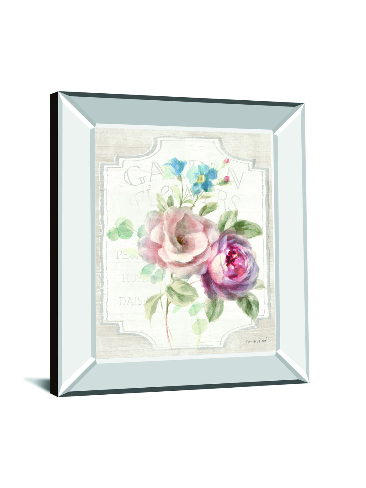 Cottage Garden IV On Wood By Danhui Nai - Mirror Framed Print Wall Art - White
