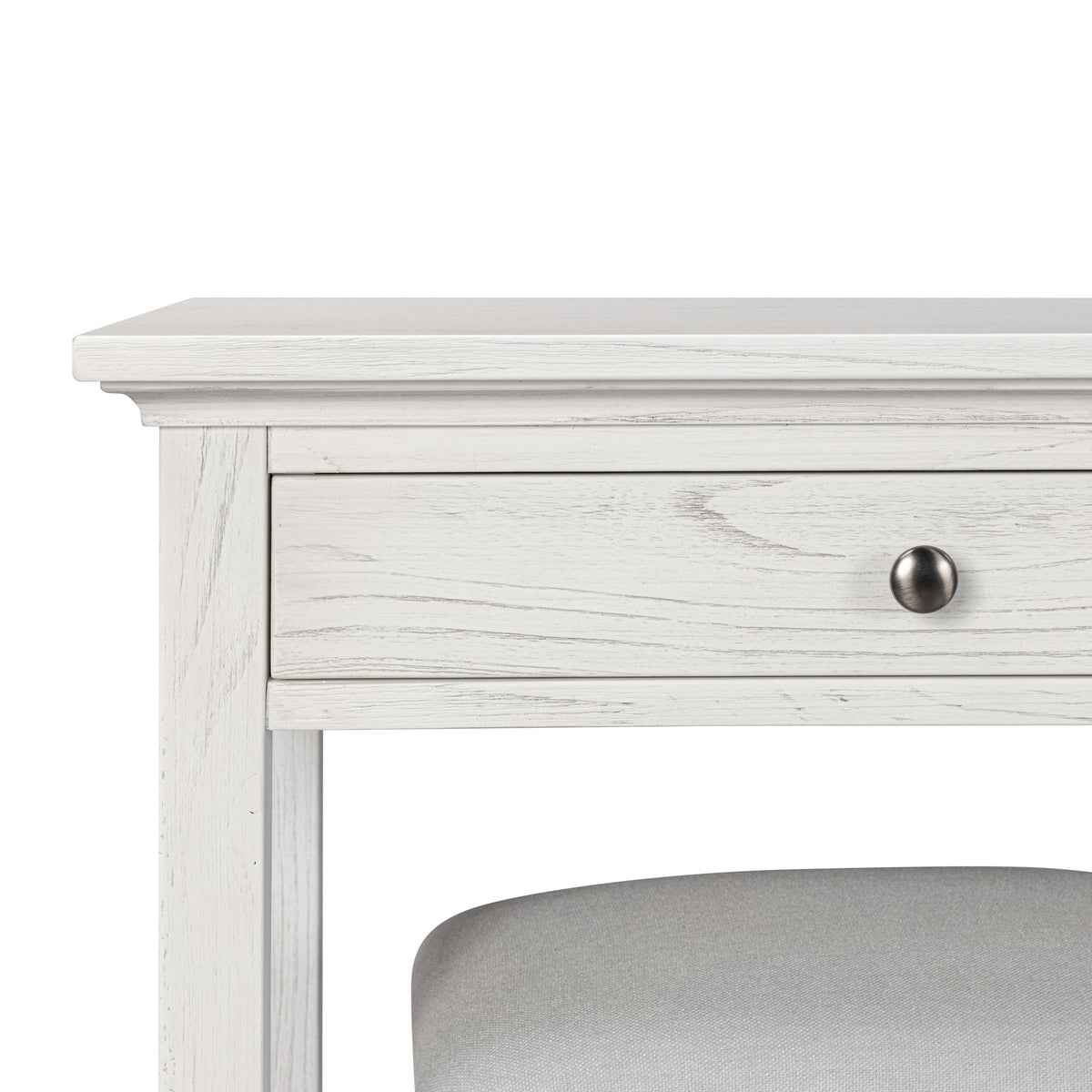 Surfside - 3-Drawer Console With Power Strip, USB-A And USB-C Port - Weathered White