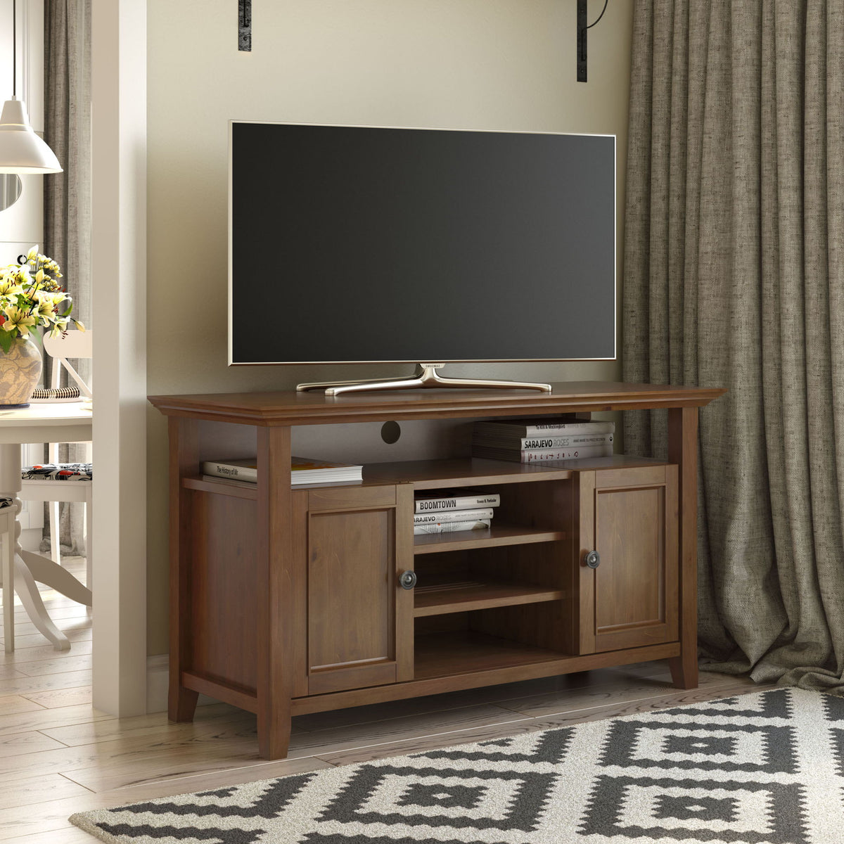 Amherst - TV Media Stand - Medium Saddle Brown