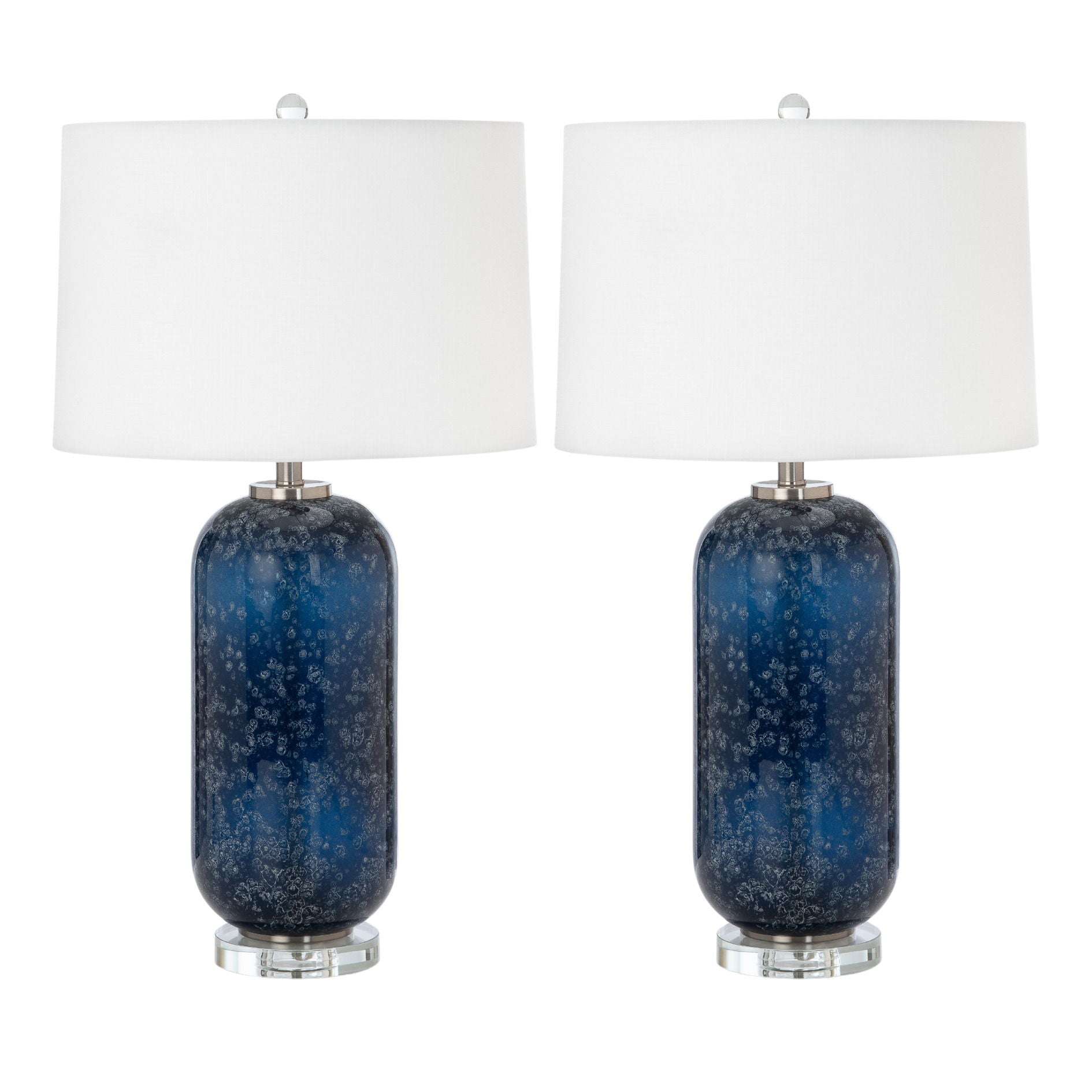 Tootsie - Glass Table Lamp With Crystal Base (Set of 2) - Deep Blue