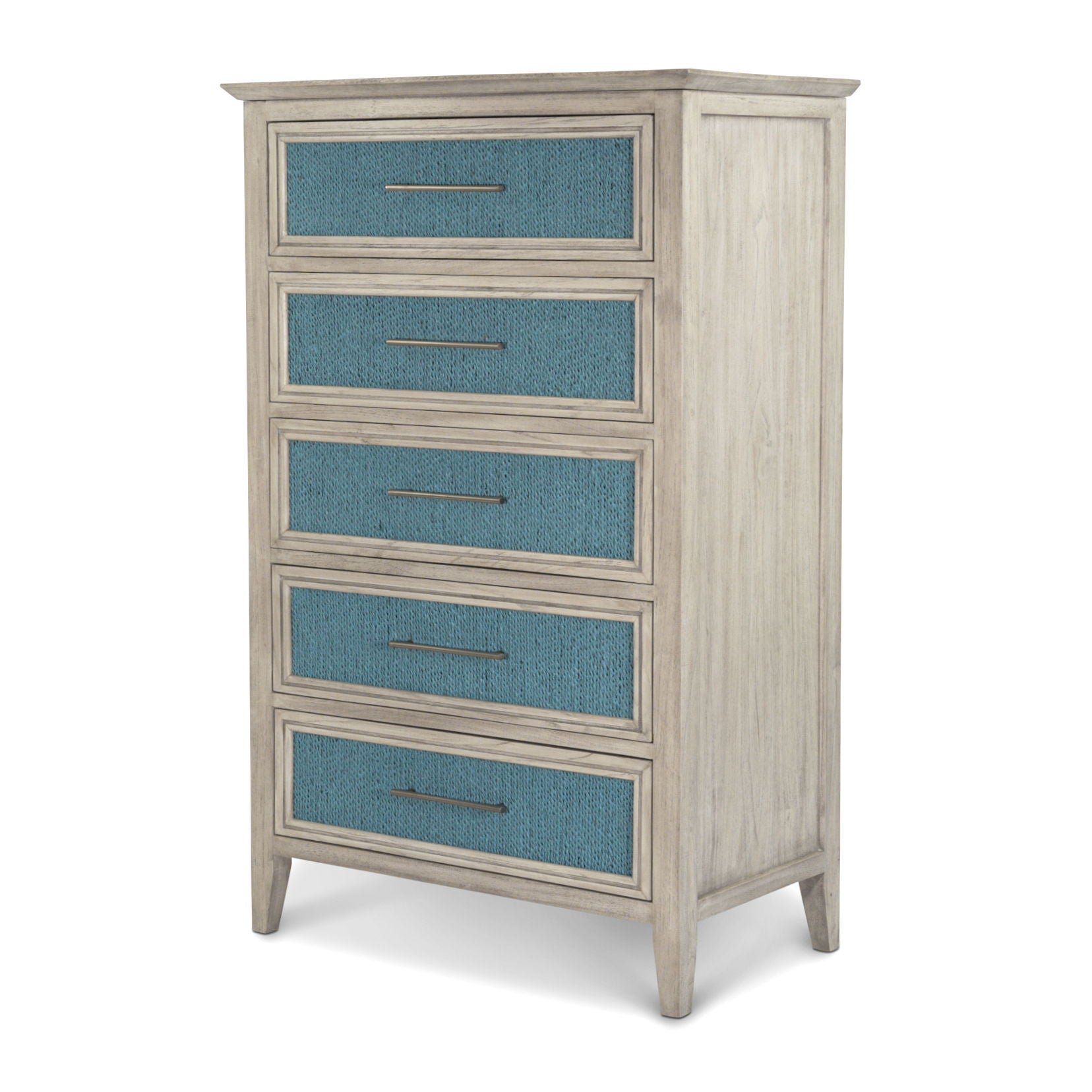 Ocean Isles - 5 Drawer Woven Chest - Ocean Blue / Aged Ivory