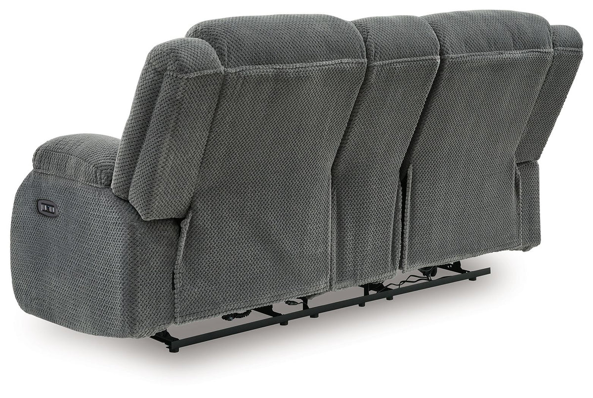 Observation - Double Reclining Power Loveseat With Console - Steel