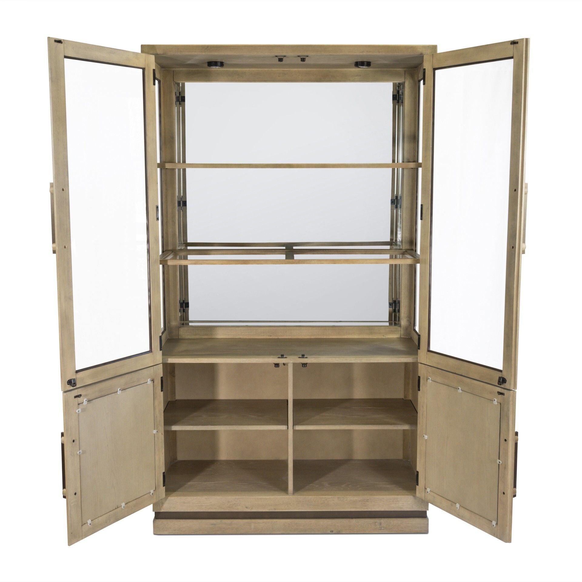 Rio Vista - Bunching Curio With Reversible Panels And Touch Lighting - Muted Earth Tones / Clay