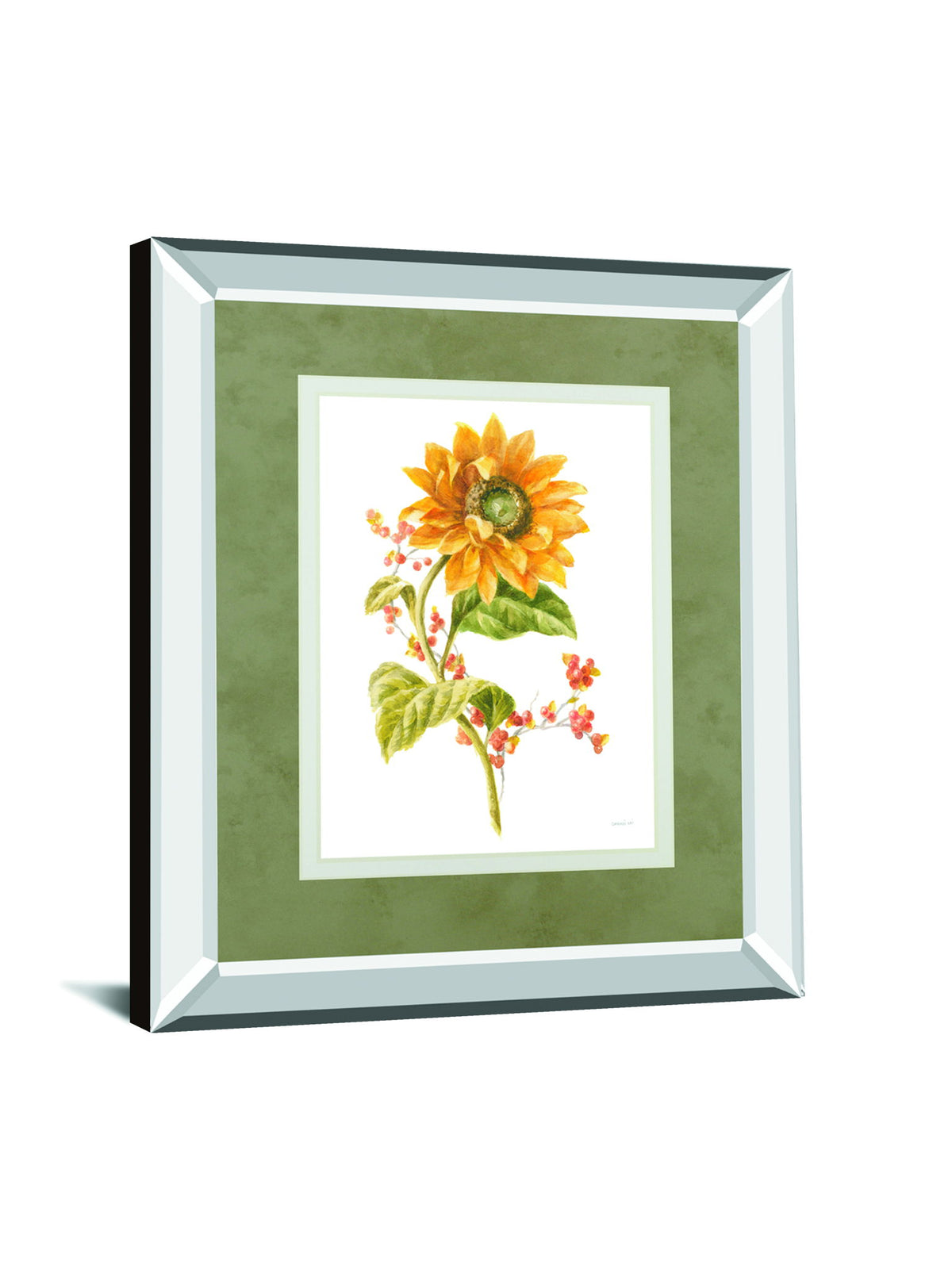 Floursack Autumn I On White By Danhui Nai Mirrored Frame - Yellow