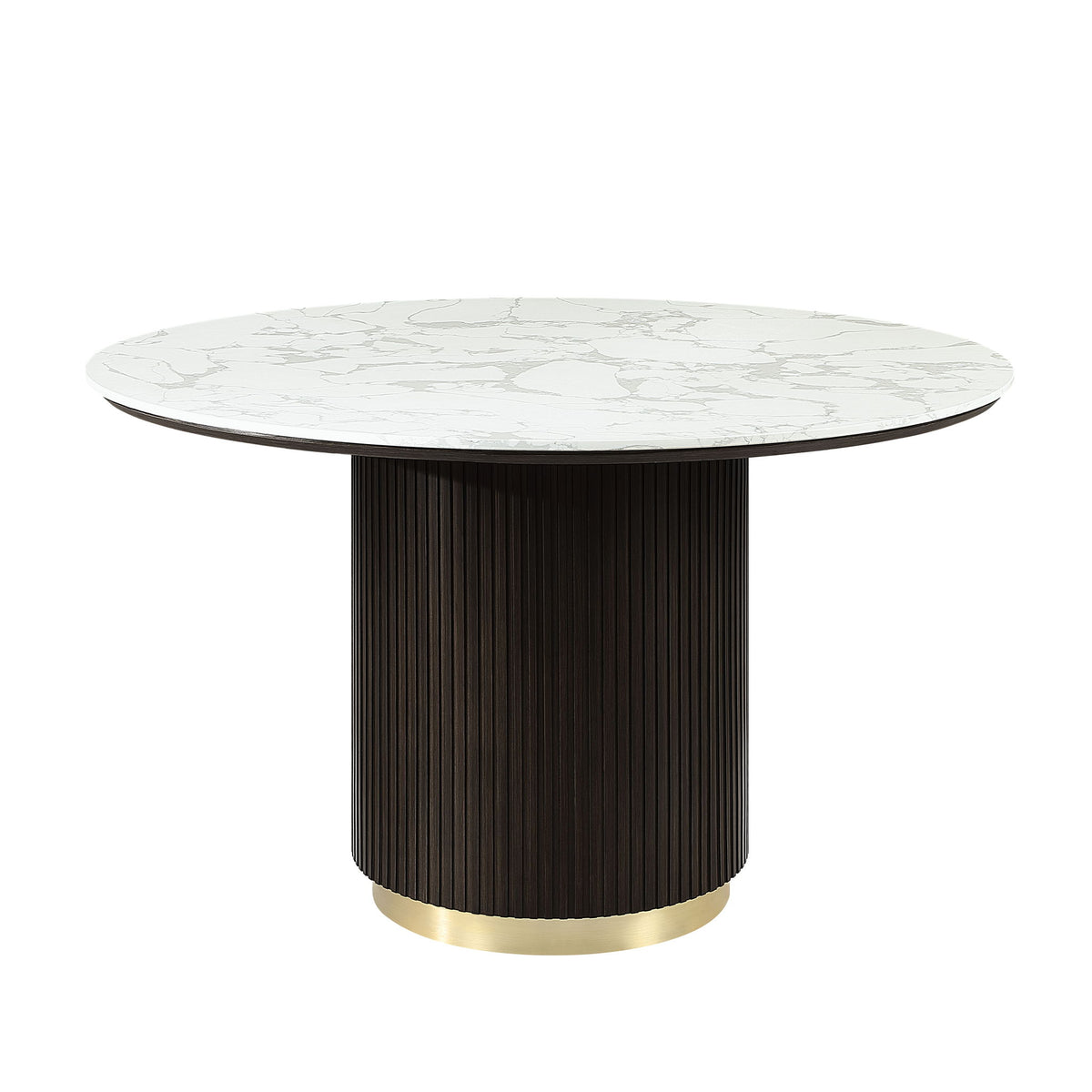 Clayten - Around Dining Table - Marble / Espresso