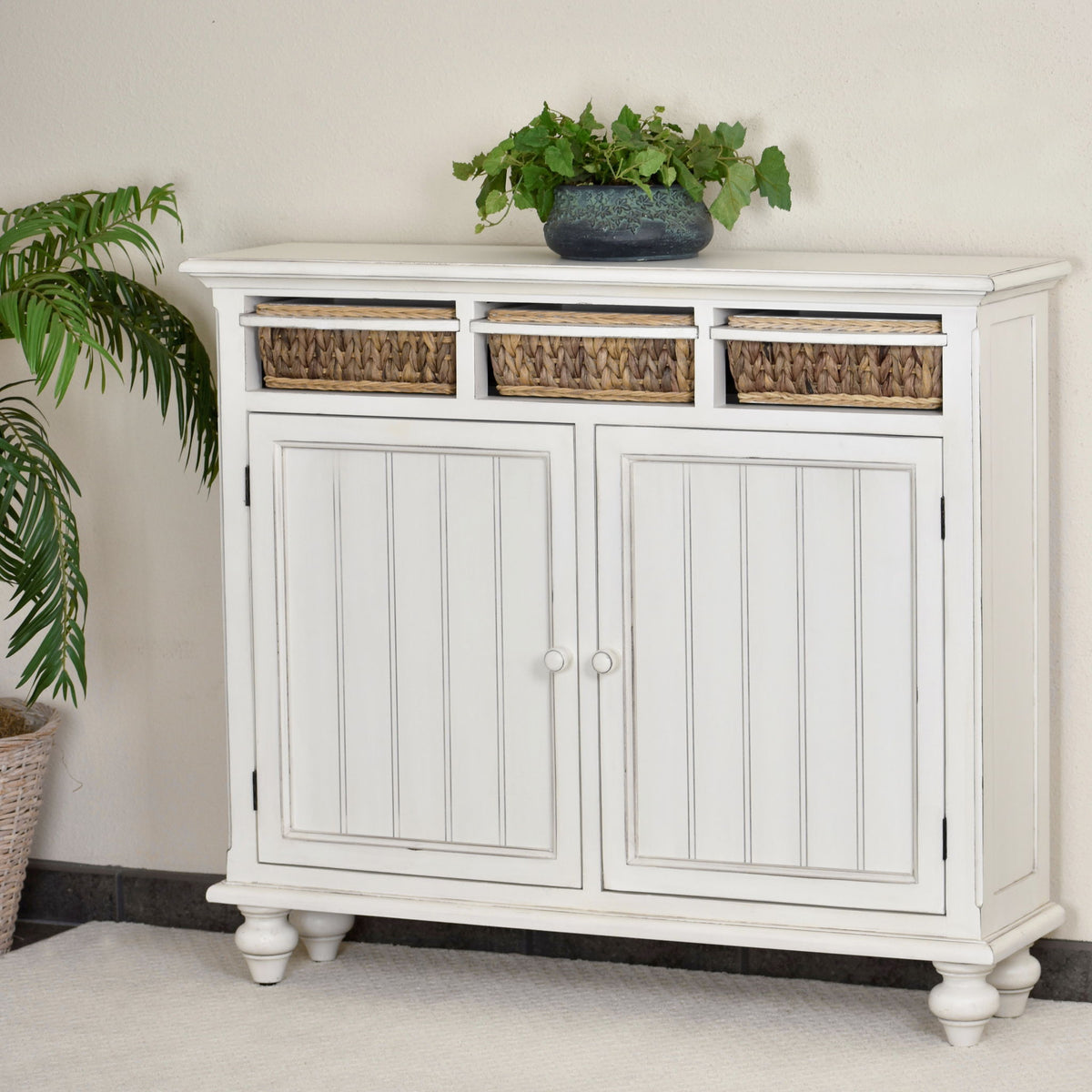 Monaco - Entry Cabinet With Baskets - Blanc