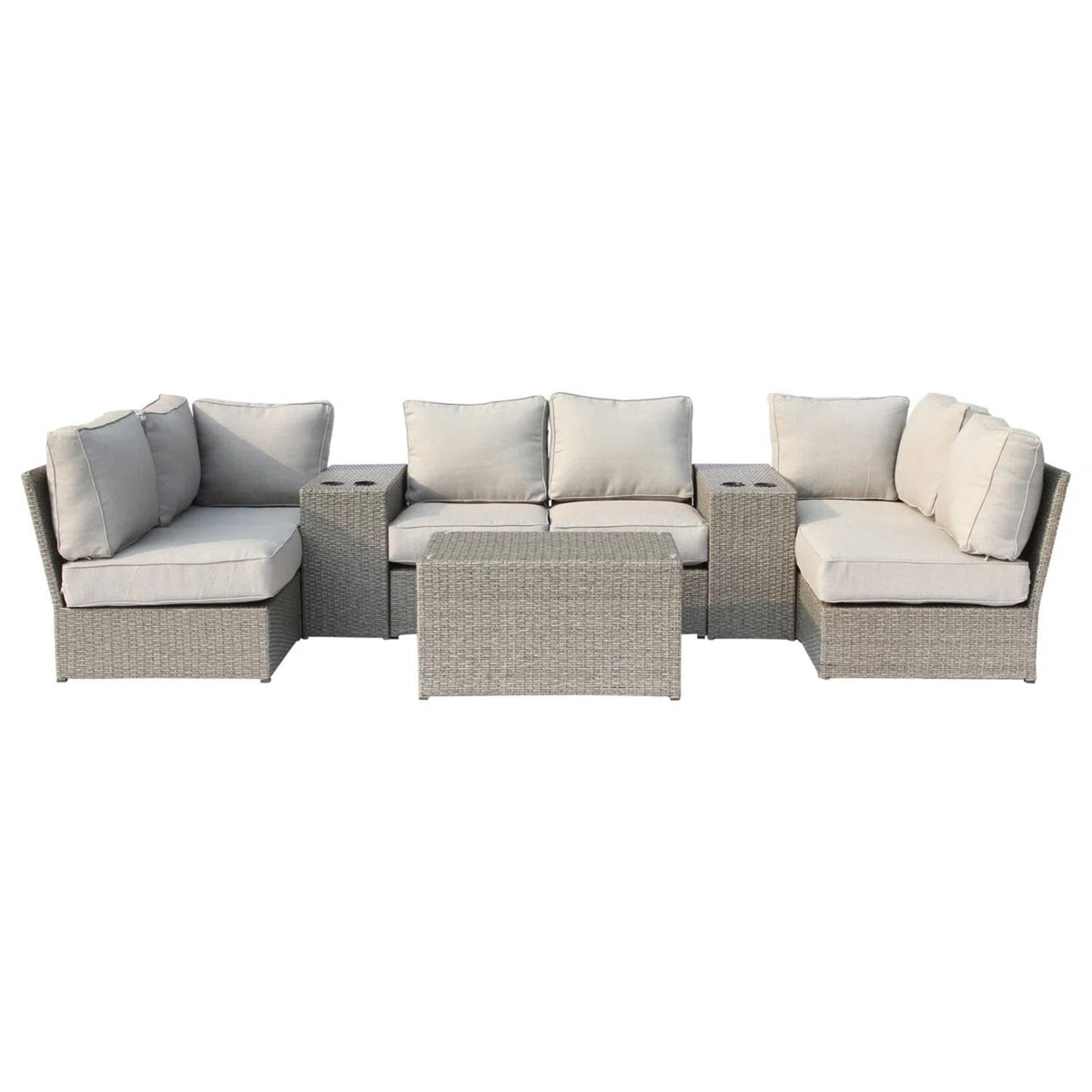 Outdoor Wicker Seating Group For 4 With Cushions - Gray Mix