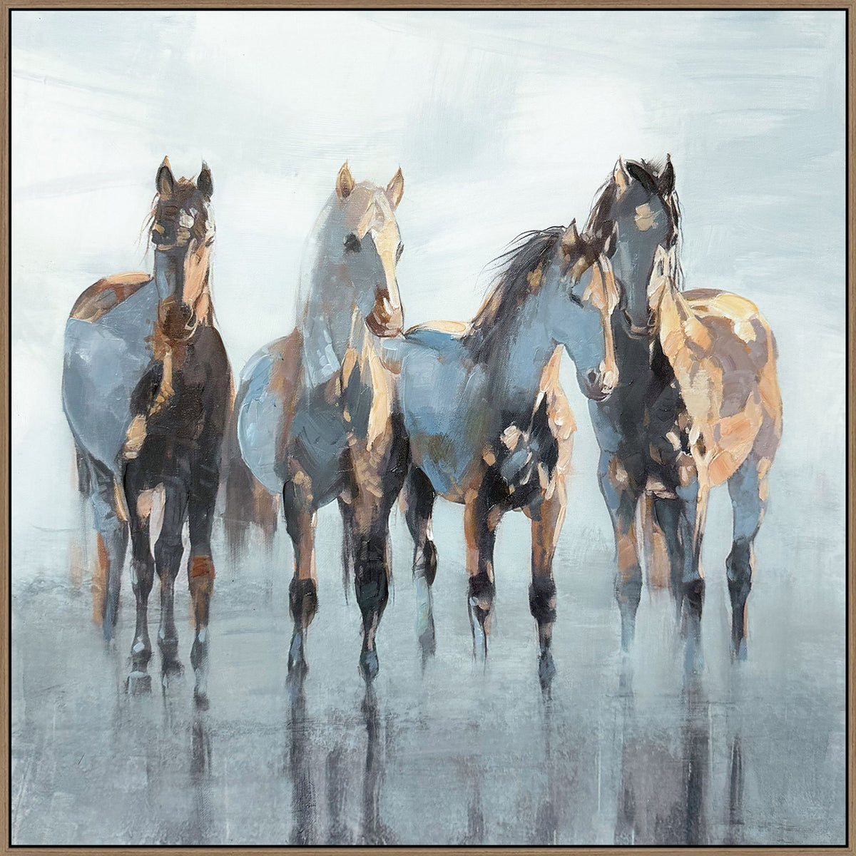 "Equine Grace I" Hand-Painted Canvas In Frame - Earthy Tones