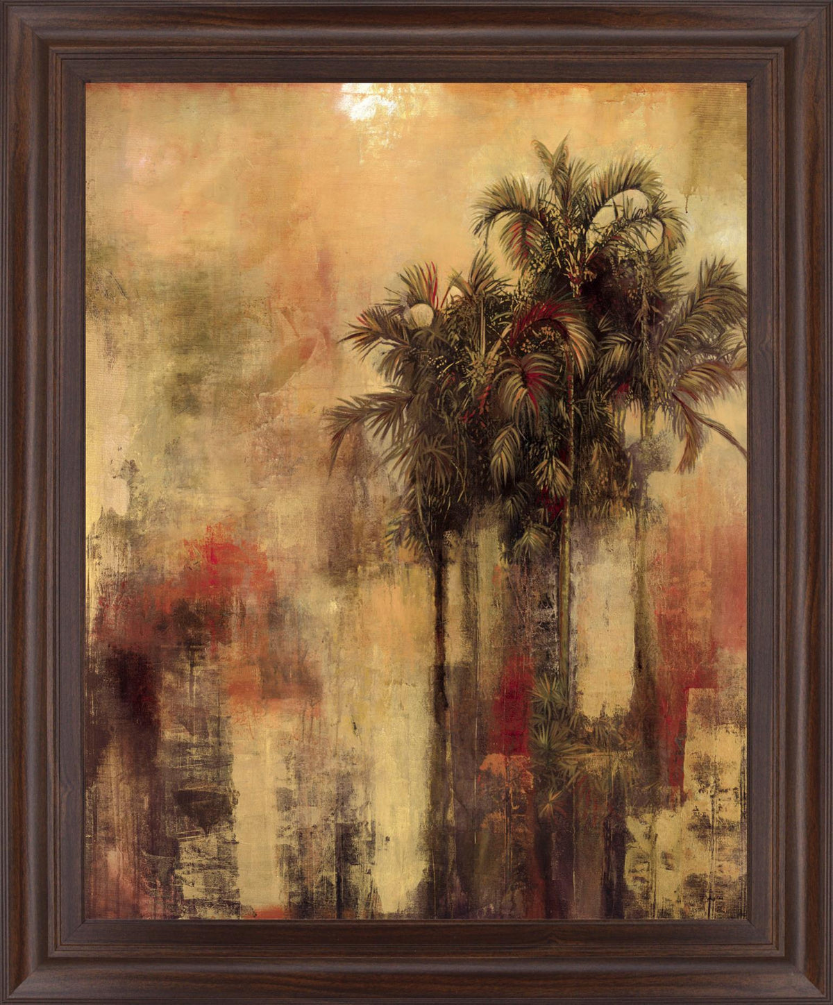 Sunlit Palm Whisper - 28" x 34" Framed Wall Art - Beige