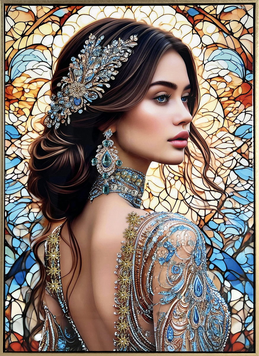 Jeweled Reverie I Gloss Canvas In Frame - Blue / Brown