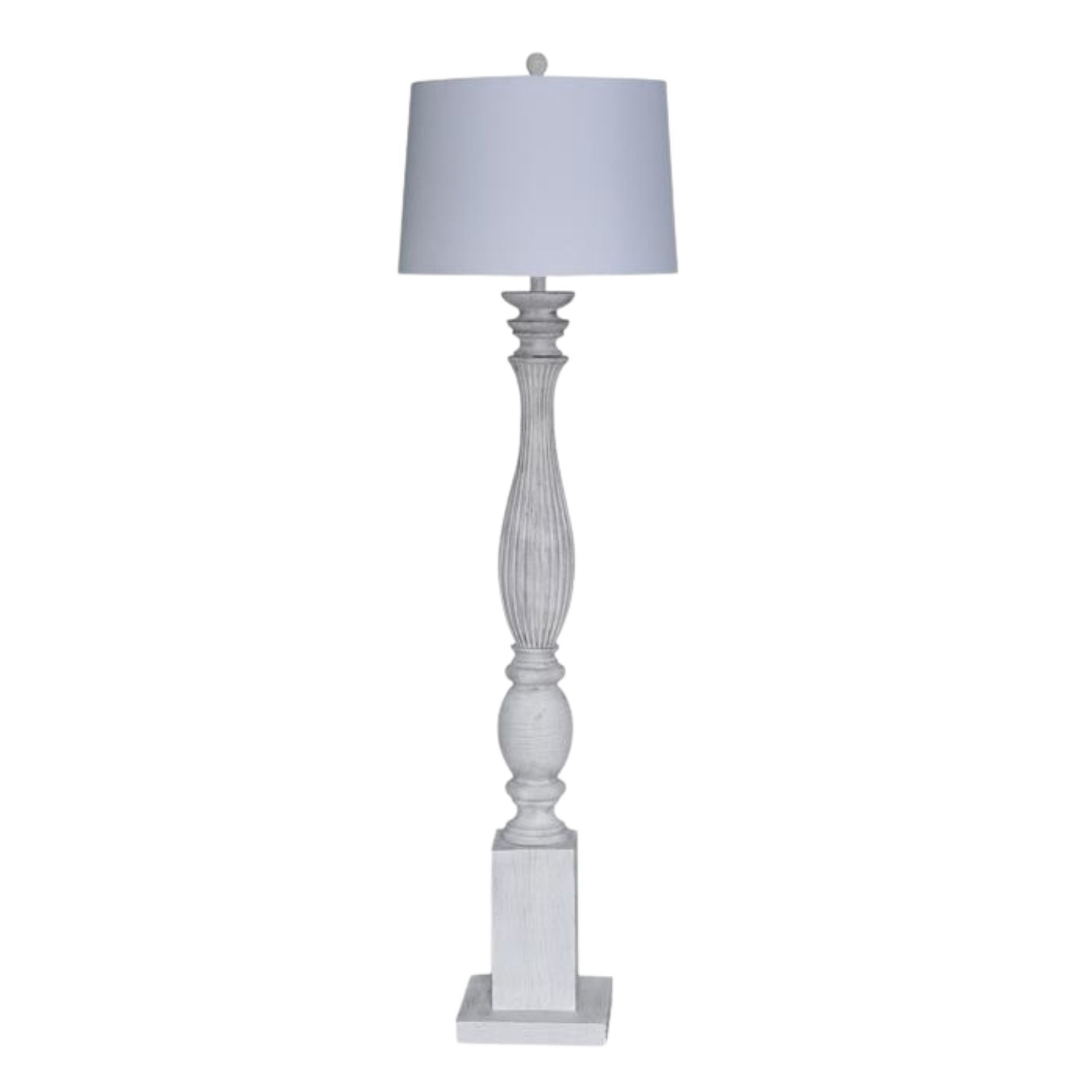 Elmwood - Polyresin Floor Lamp - Distressed White