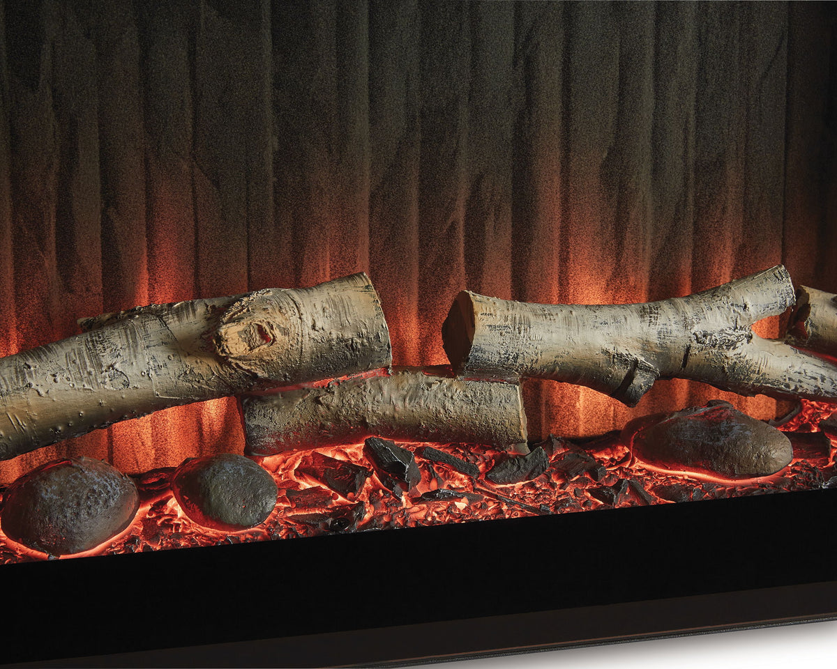 Entertainment Accessories - Fireplace Insert With Faux Birch Log Set - Black