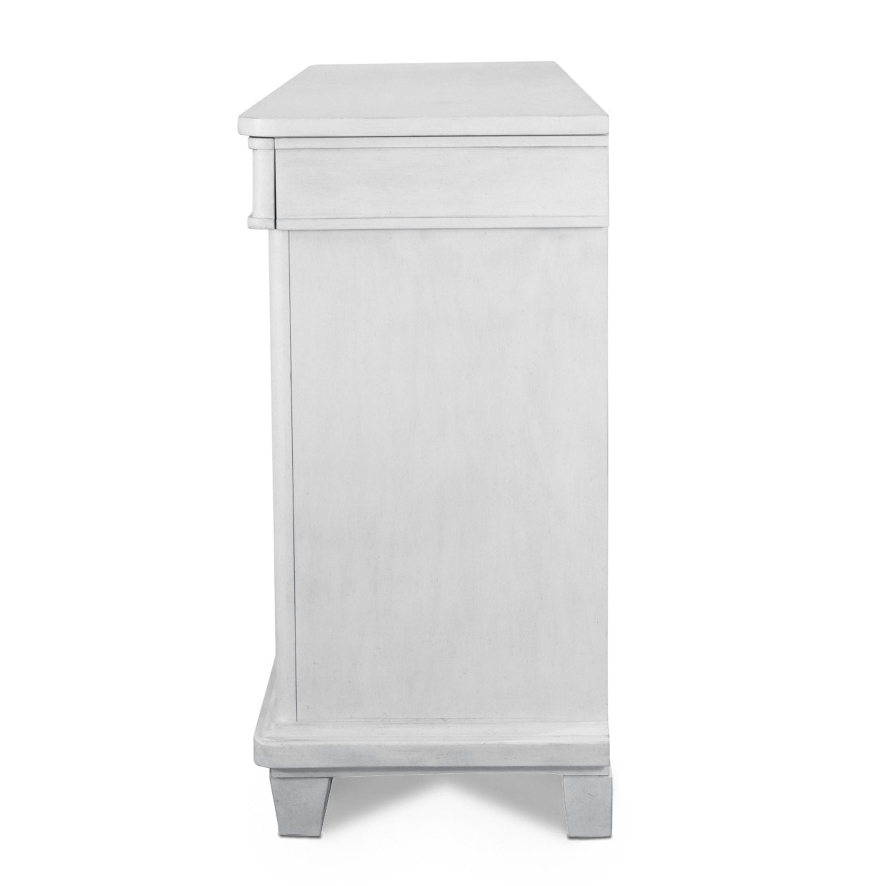 Point Breeze - Credenza With Metal And Silver Tray - Fresh White With Soft Gray Glaze