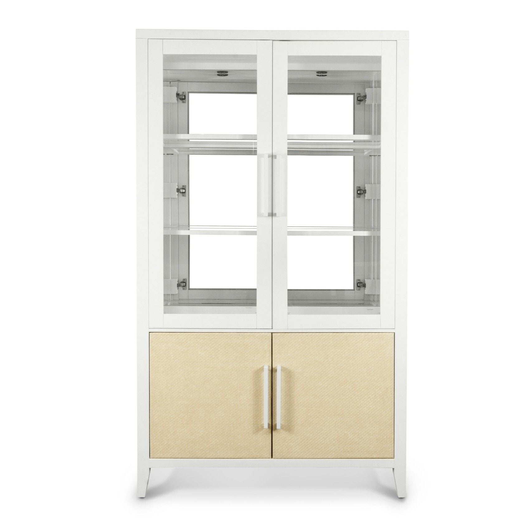 Miramar - Curio With Touch Lighting - Sand / Stark White