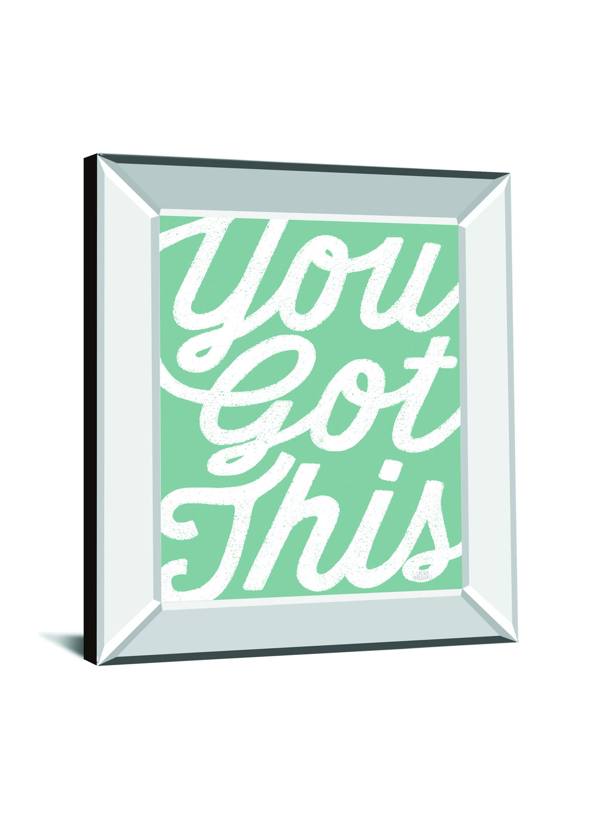 Positivity VII By Laura Marshall - Mirror Framed Print Wall Art - Green