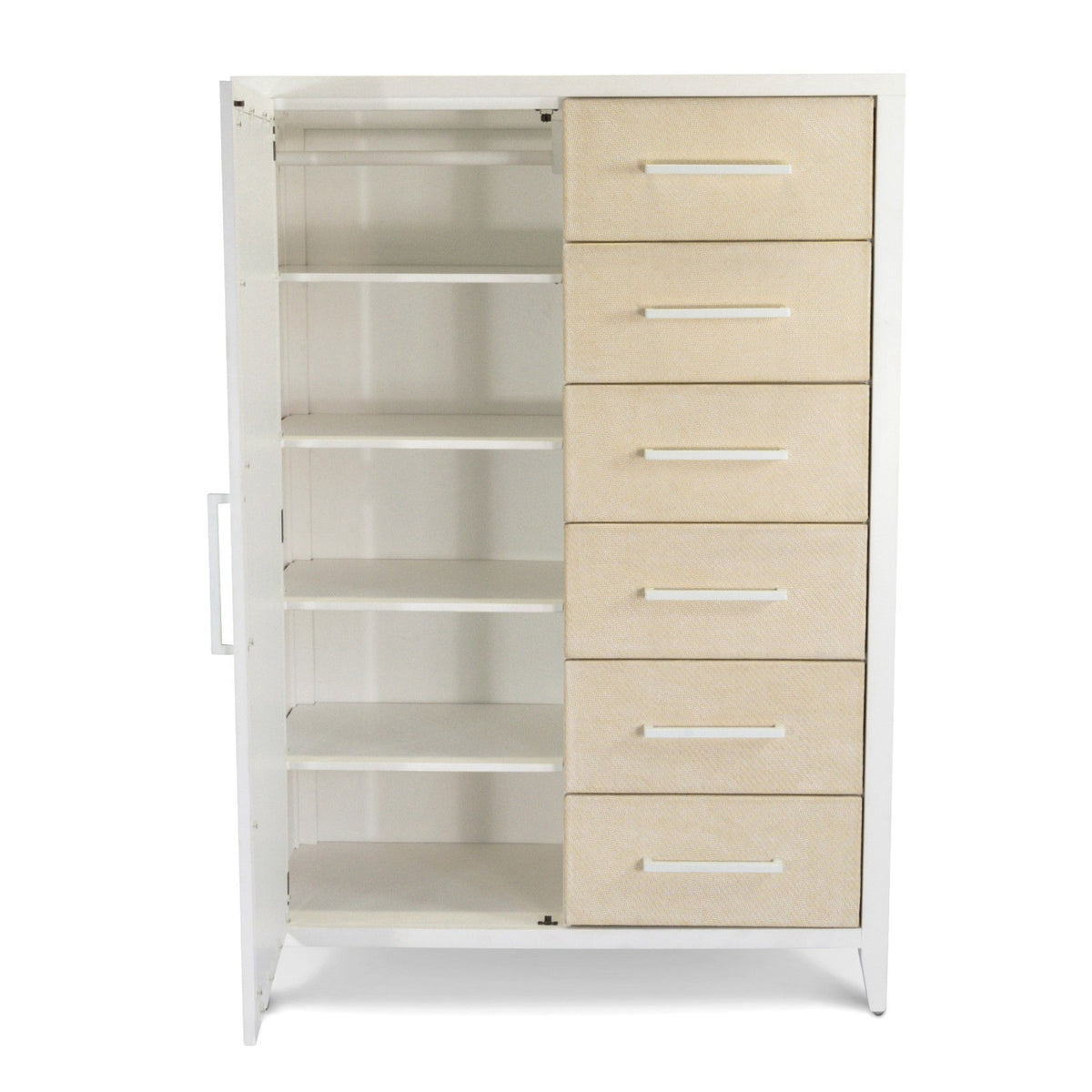 Miramar - Woven Mirrored Door Chest - Sand / Stark White