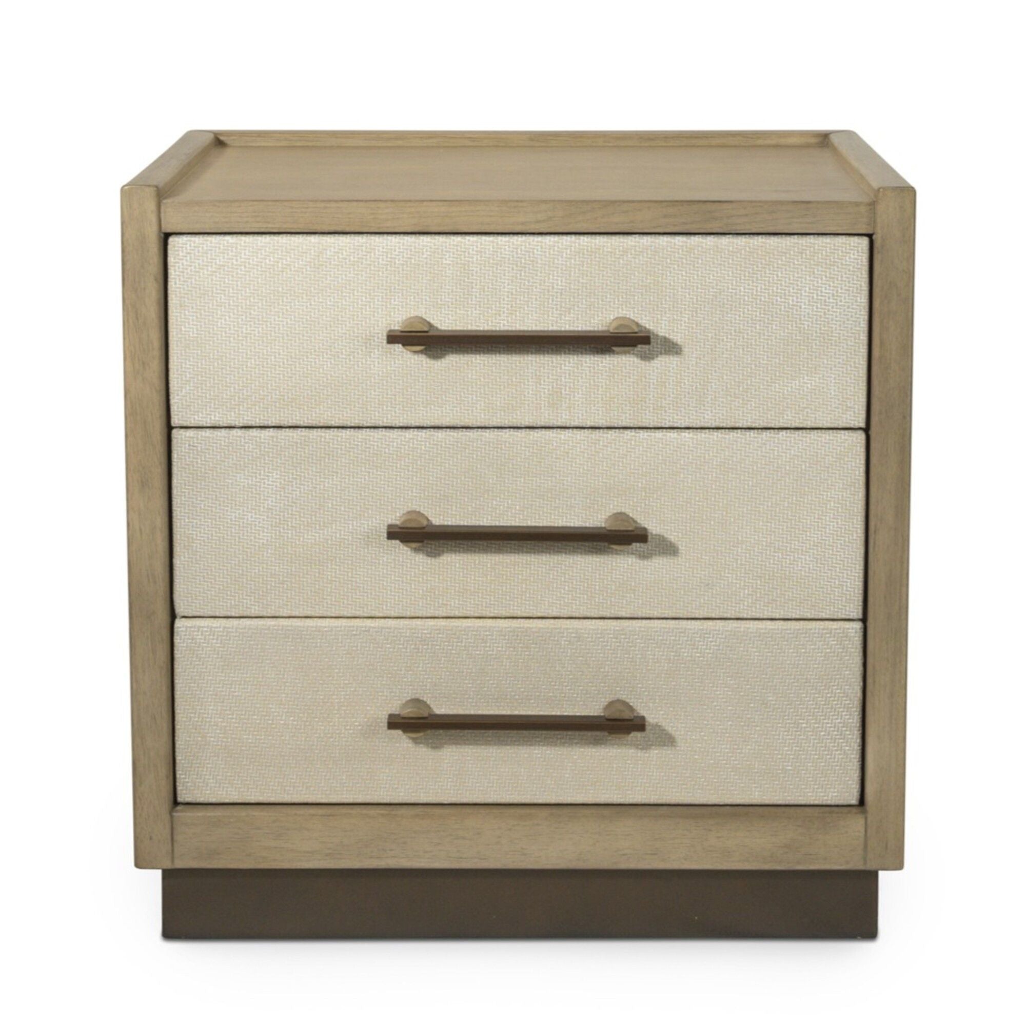Rio Vista - Woven 3 Drawer Nightstand With Power Strip, USB-A And USB-C Port - Muted Earth Tones / Clay