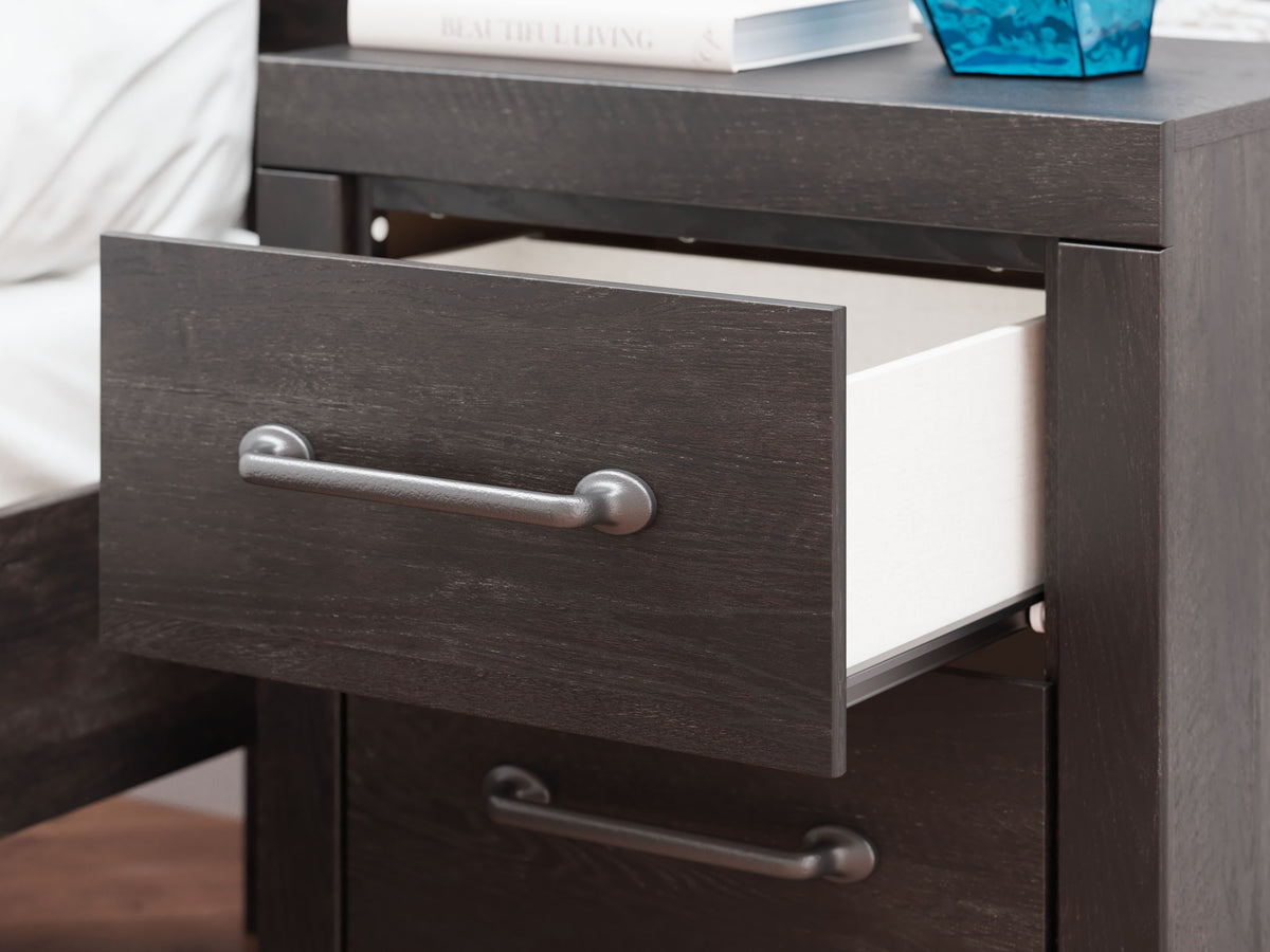 Hollivern - Two Drawer Night Stand - Dark Gray