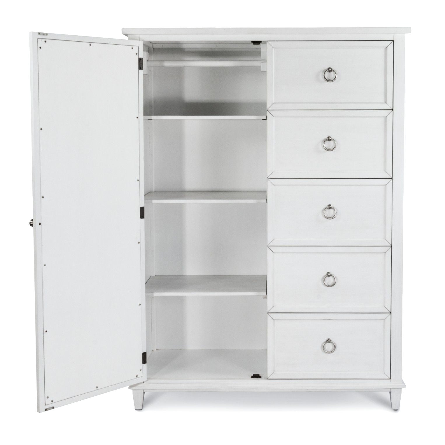 Point Breeze - Mirrored Door Chest - Fresh White With Soft Gray Glaze