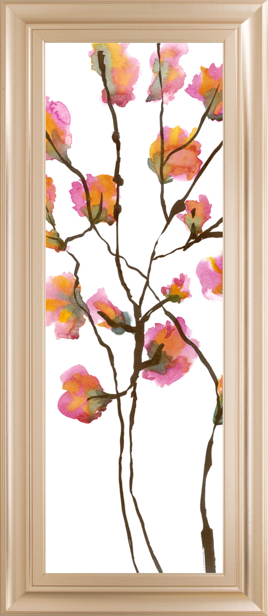 Inky Blossoms I By Deborah Velasquez - Framed Print Wall Art - Pink