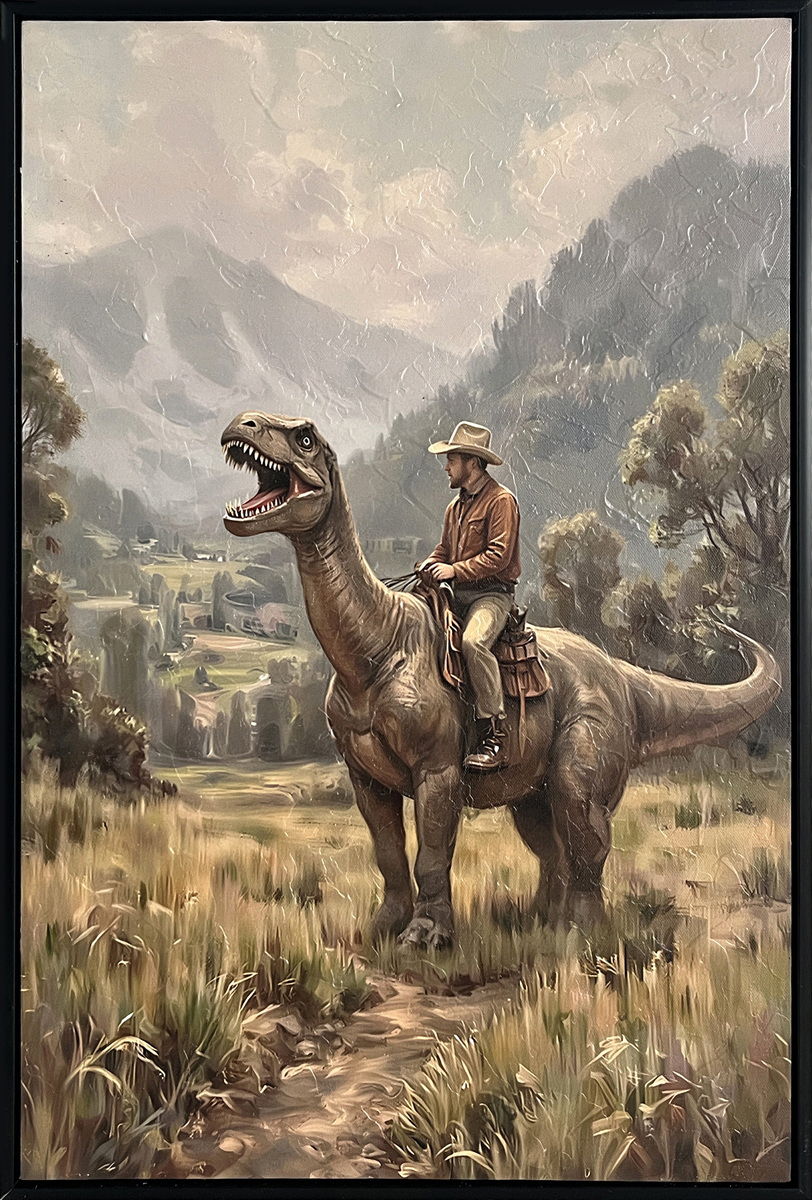 Jurassic Trail I Textured Canvas In Frame - Black / Brown