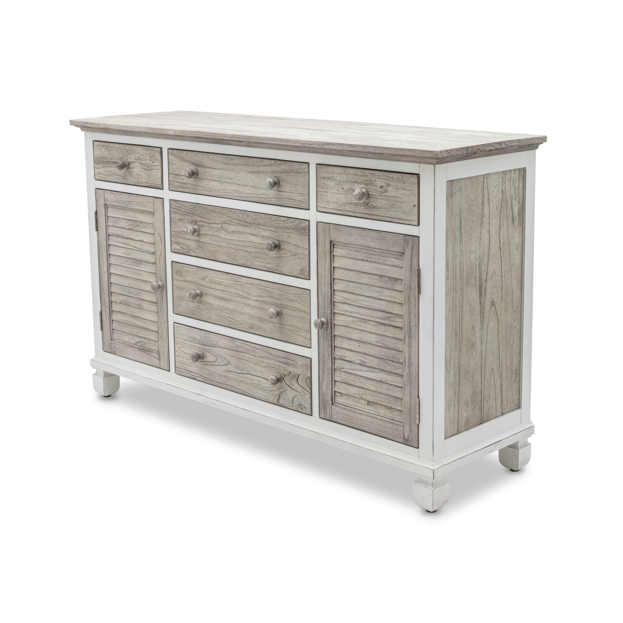 Islamorada - 6 Drawer / 2 Door Dresser - Dapple Gray / Blanc