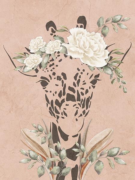 Safari Giraffe Dreaming By Yass Naffas Designs (Framed) - Pink