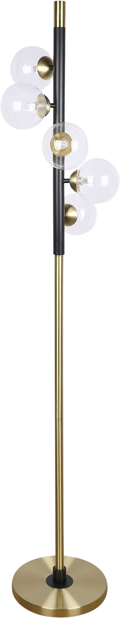 "Luminous Orbit" Metal Floor Lamp - Matte Black / Soft Gold / Clear