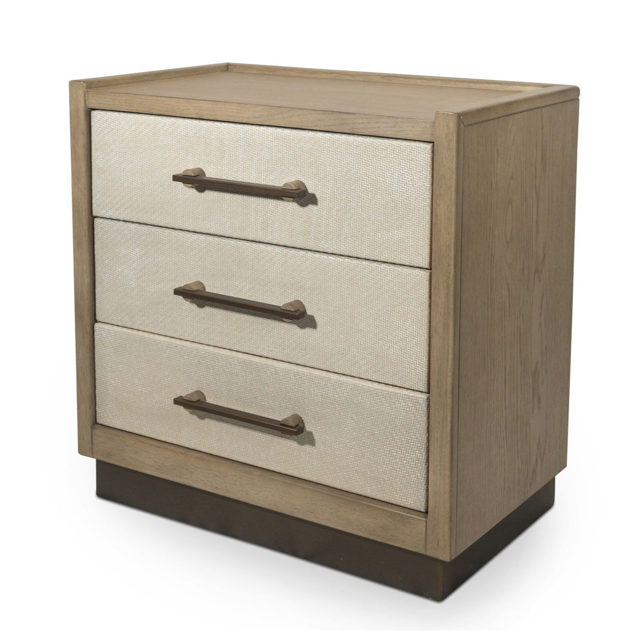 Rio Vista - Woven 3 Drawer Nightstand With Power Strip, USB-A And USB-C Port - Muted Earth Tones / Clay