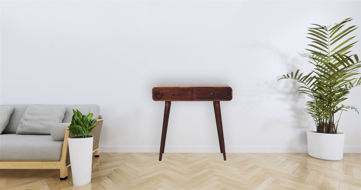 Curved Hallway Table - Chestnut