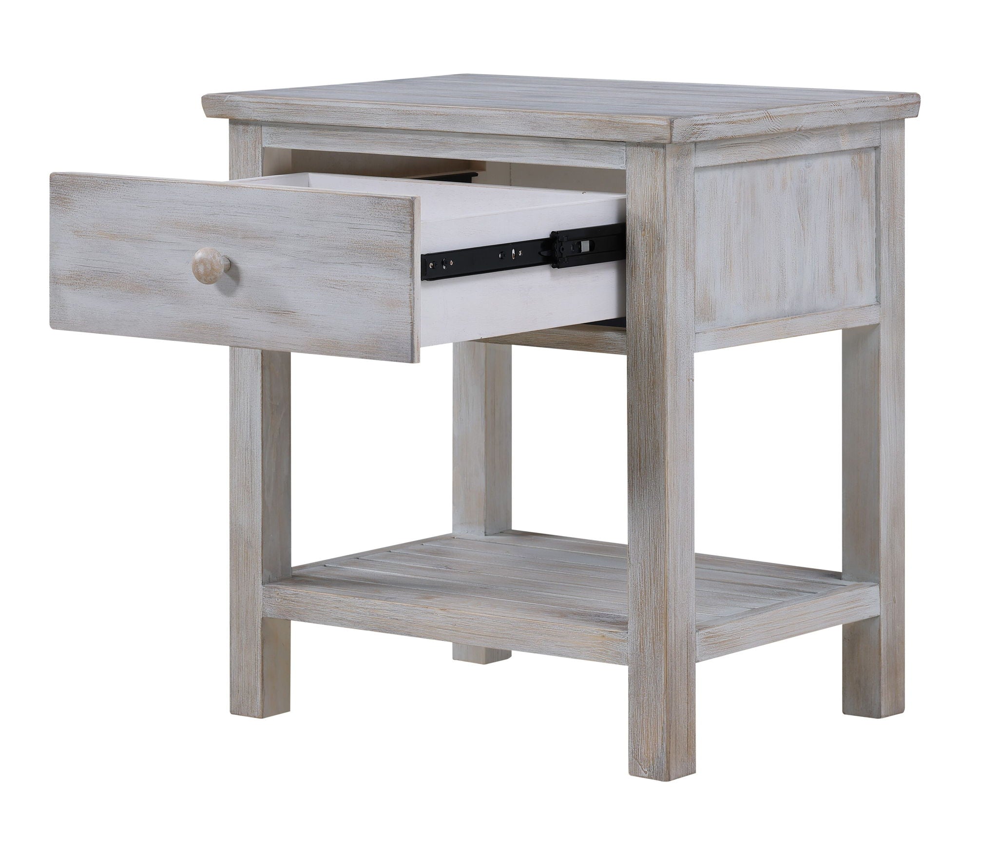 Geneva - 1 Drawer Nightstand With USB-A And USB-C Port - Distressed White