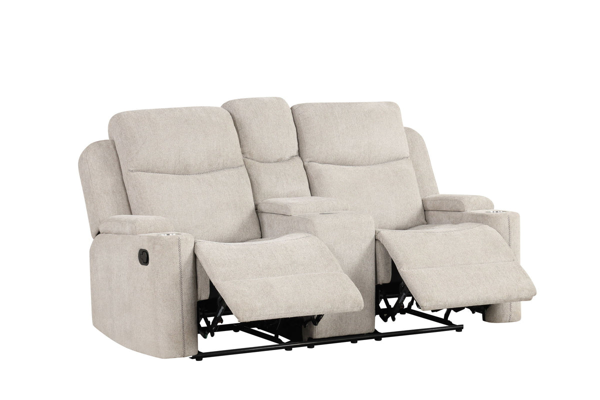 Galya - Motion Loveseat With Console - Light Gray