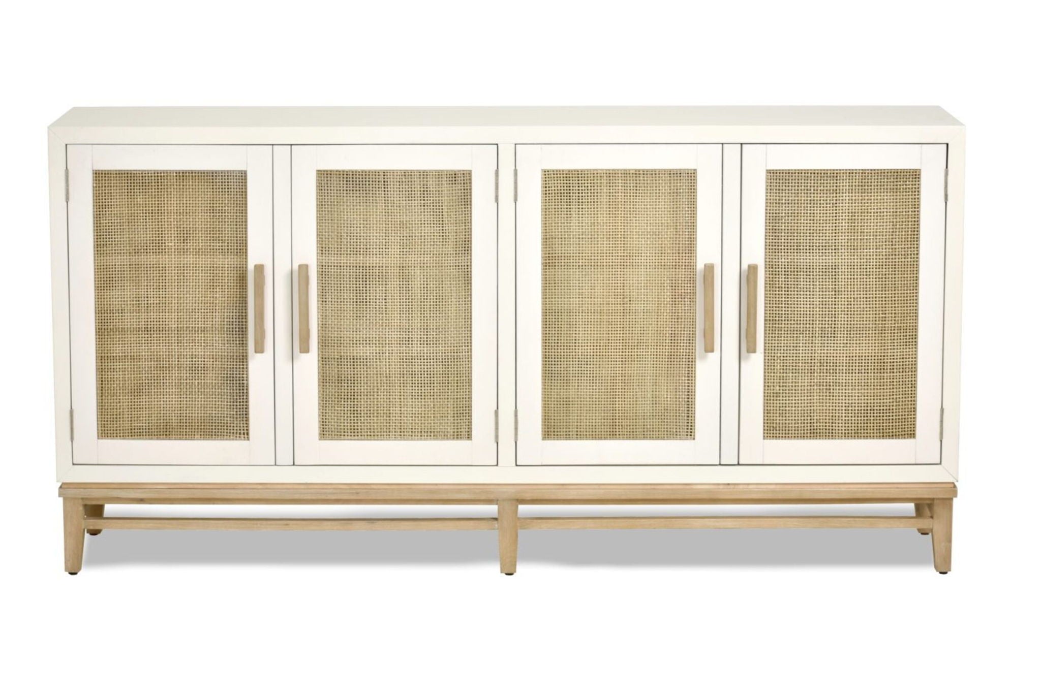 Venice - 4-Door Credenza - White / Natural