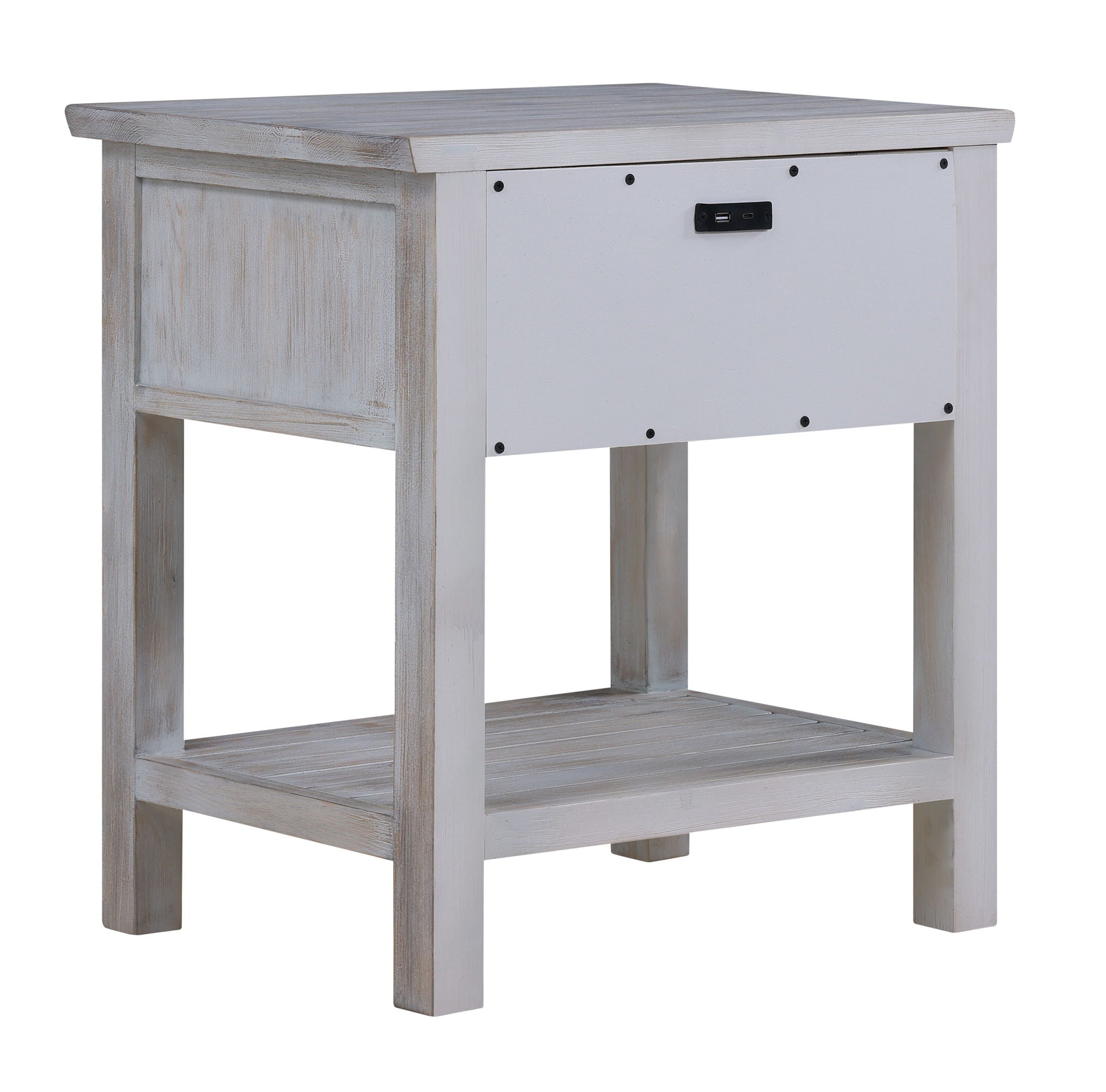 Geneva - 1 Drawer Nightstand With USB-A And USB-C Port - Distressed White