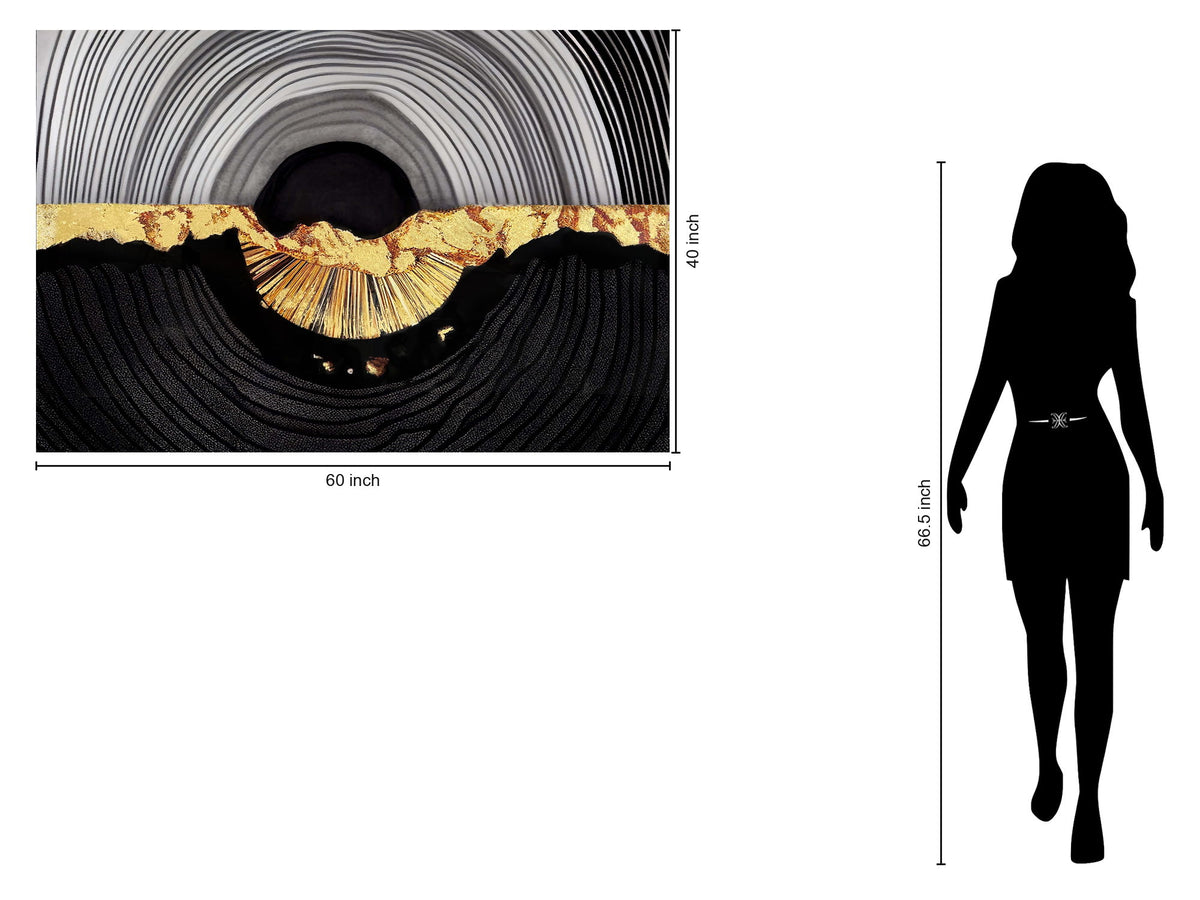 Tempered Glass With Foil - Abstractl Gold Circle - Black