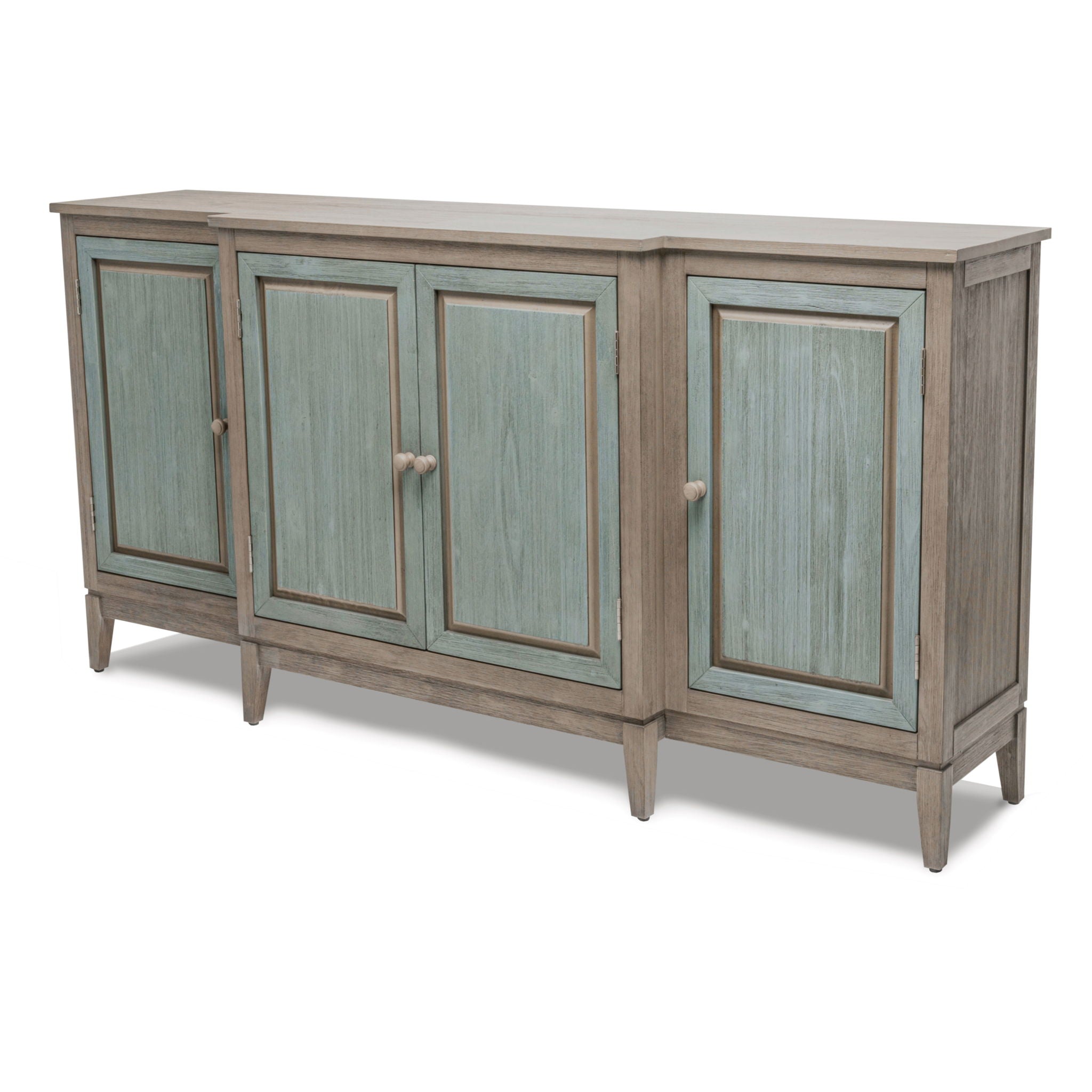 Sanibel - 4-Door Credenza - Green / Light Brown