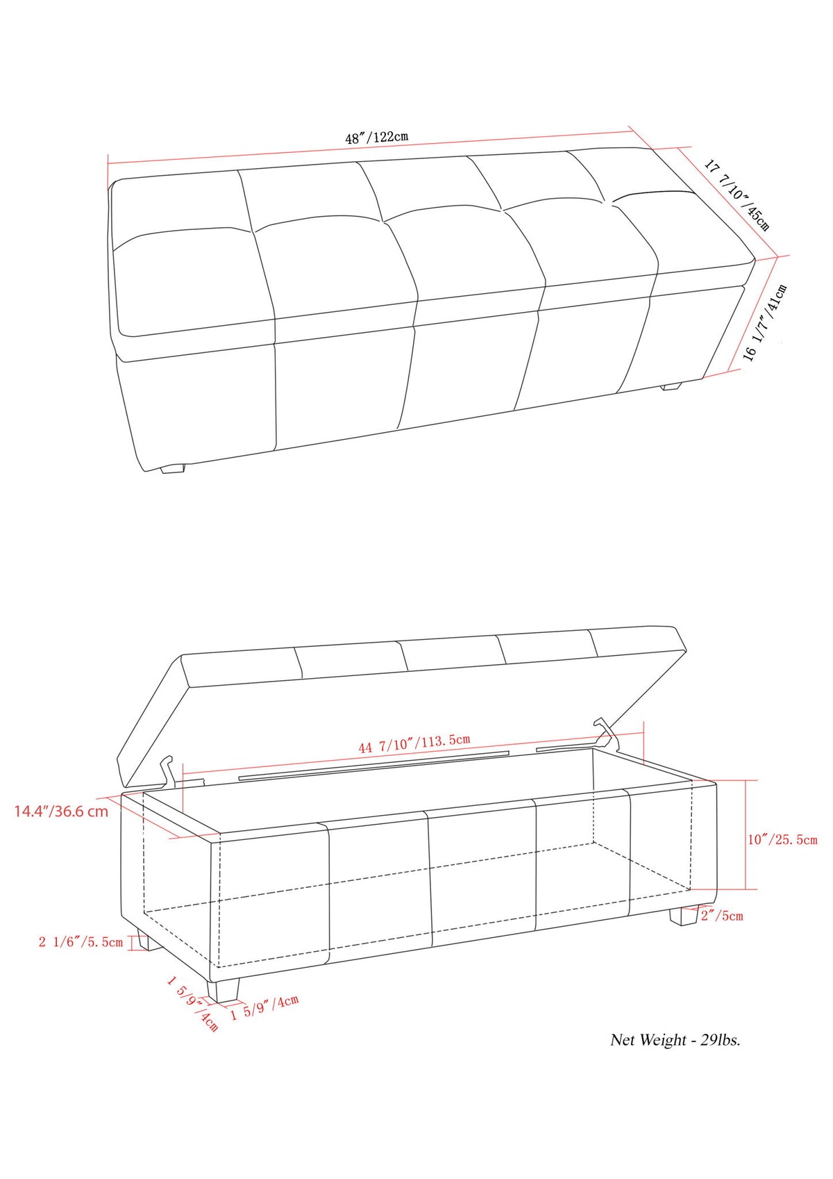 Castleford - Contemporary Storage Ottoman
