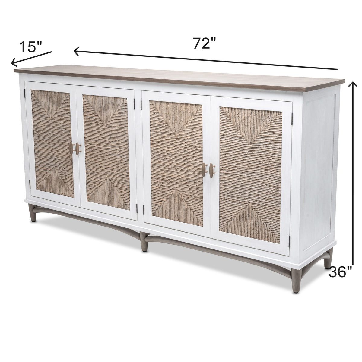 Port Royale - 4-Door Credenza - Natural / Brown / White