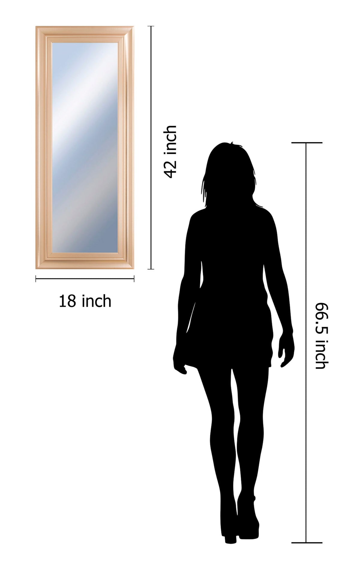 18x42 Decorative Framed Wall Mirror By Classy Art Promotional Mirror Frame #45 - Beige