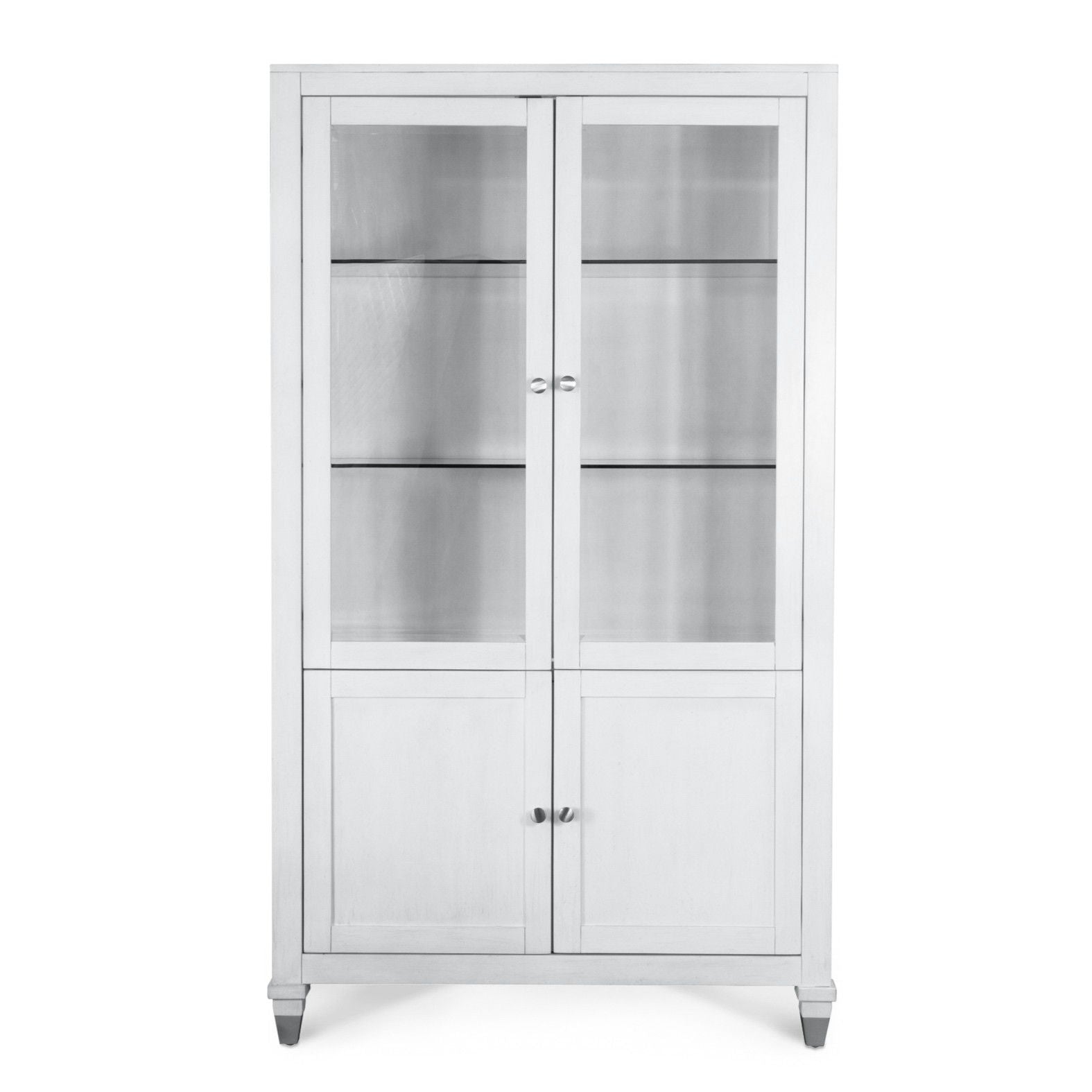 Point Breeze - Curio With Metal And Touch Lighting - Fresh White With Soft Gray Glaze