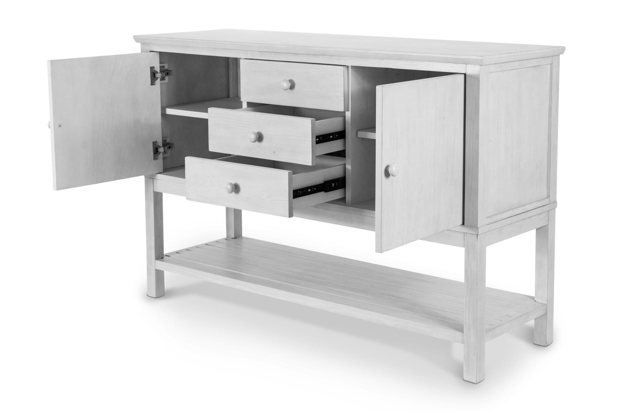 Geneva - 2-Door / 3-Drawer Credenza - Distressed White