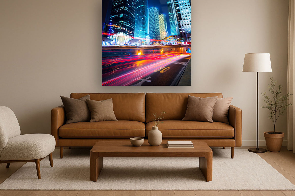 Tempered Glass With Foil - City Scape 3 - Blue